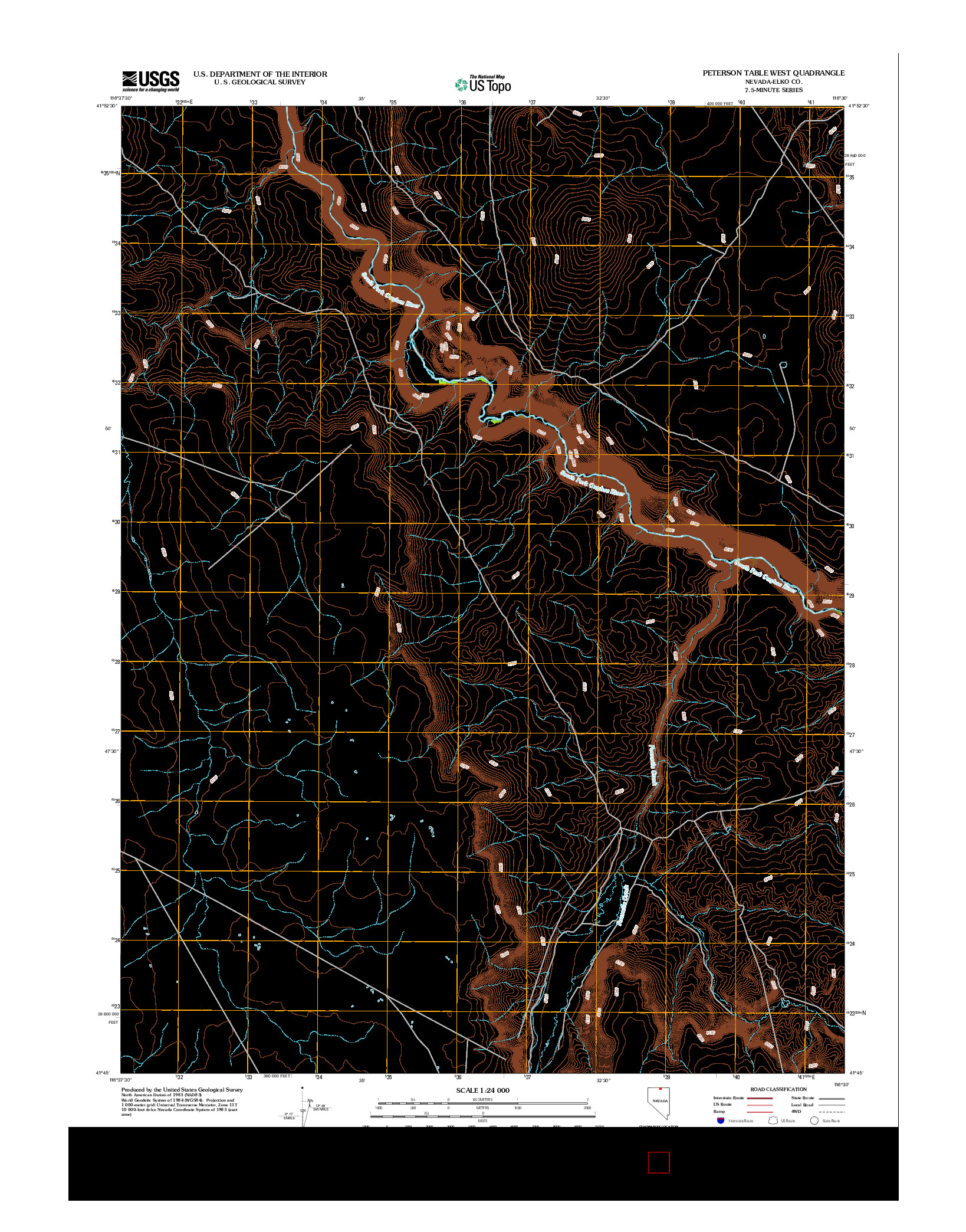 USGS US TOPO 7.5-MINUTE MAP FOR PETERSON TABLE WEST, NV 2012