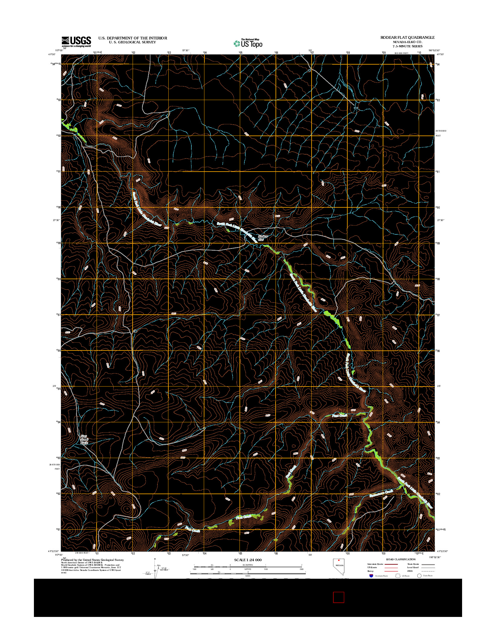 USGS US TOPO 7.5-MINUTE MAP FOR RODEAR FLAT, NV 2012