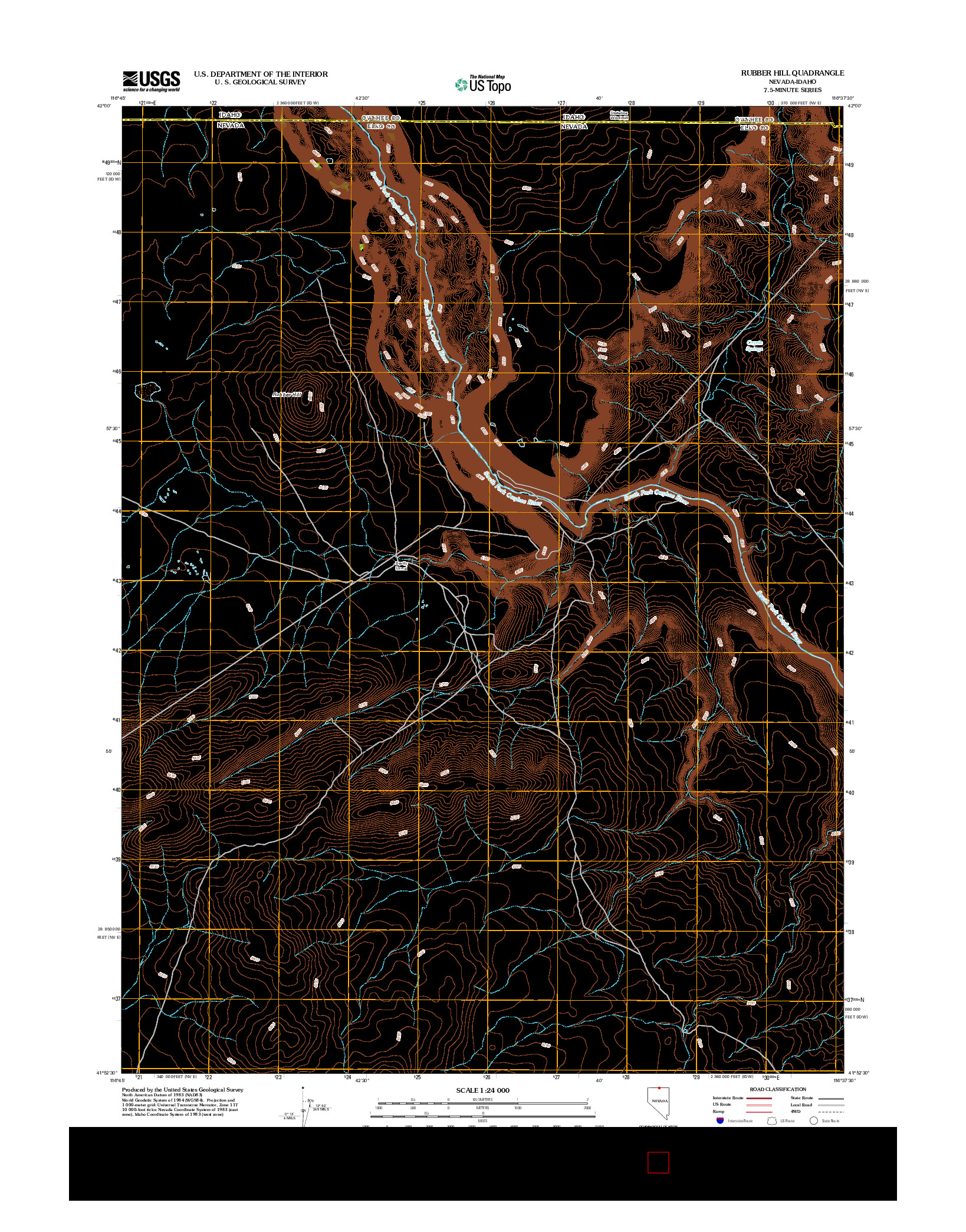 USGS US TOPO 7.5-MINUTE MAP FOR RUBBER HILL, NV-ID 2012