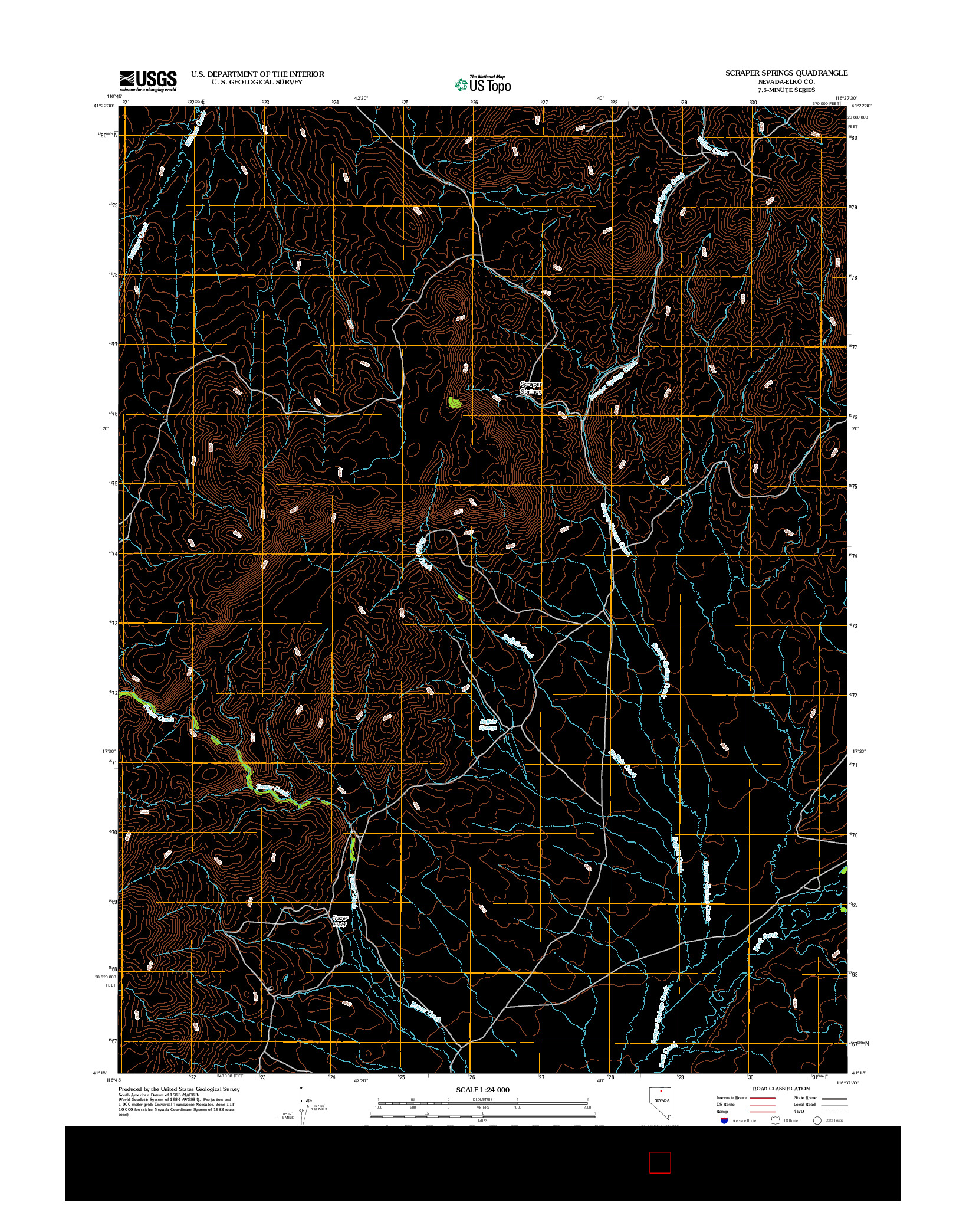 USGS US TOPO 7.5-MINUTE MAP FOR SCRAPER SPRINGS, NV 2012