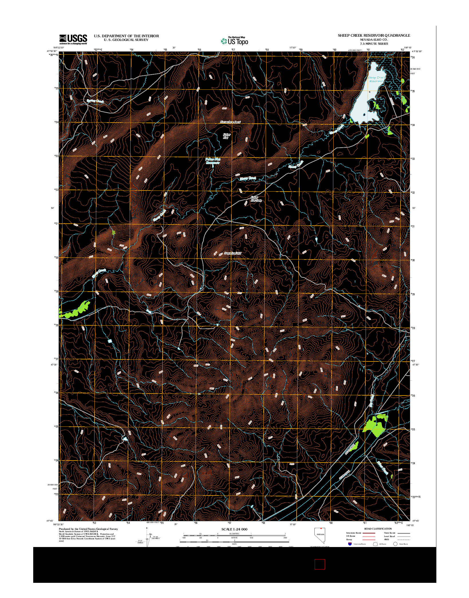 USGS US TOPO 7.5-MINUTE MAP FOR SHEEP CREEK RESERVOIR, NV 2012