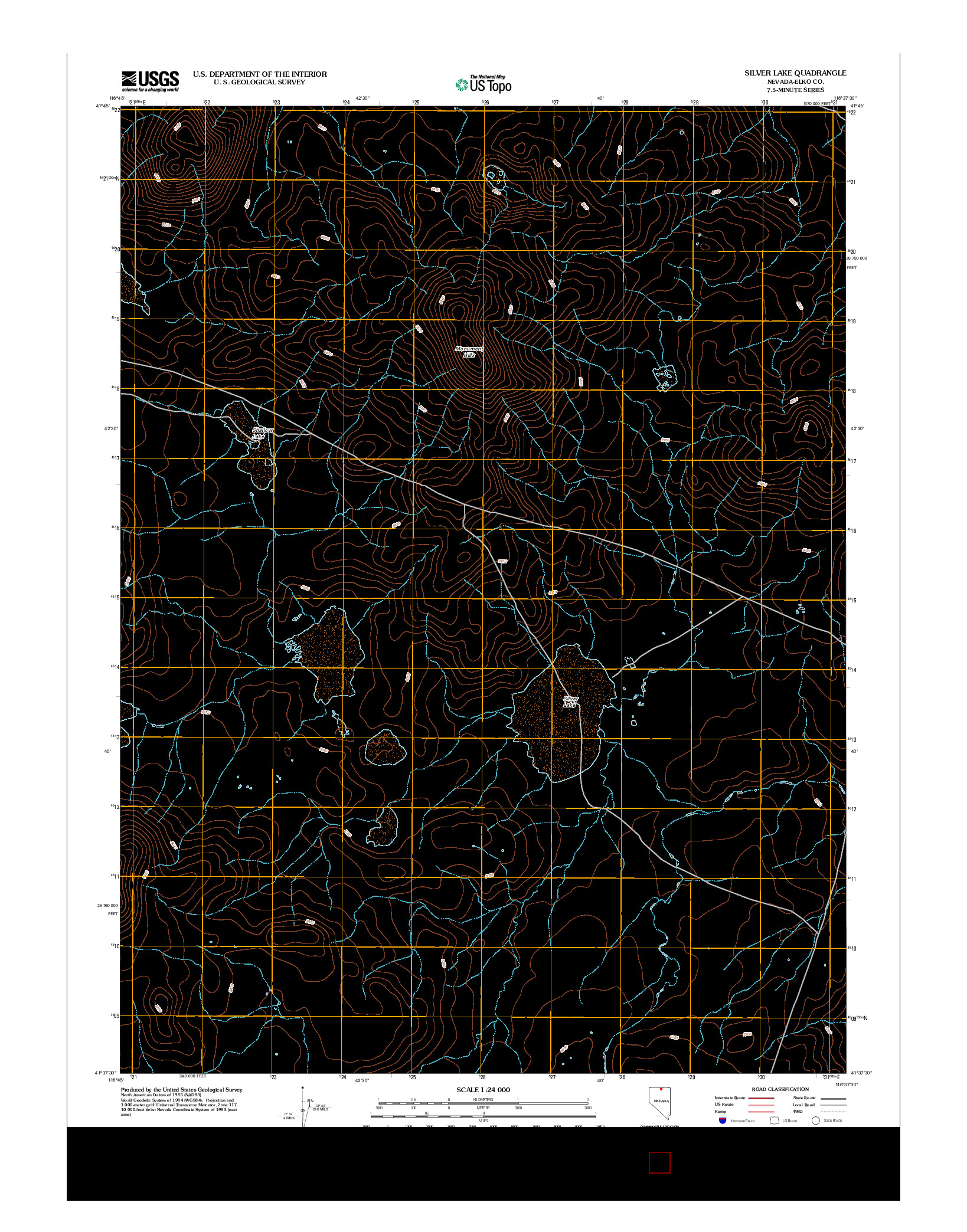 USGS US TOPO 7.5-MINUTE MAP FOR SILVER LAKE, NV 2012