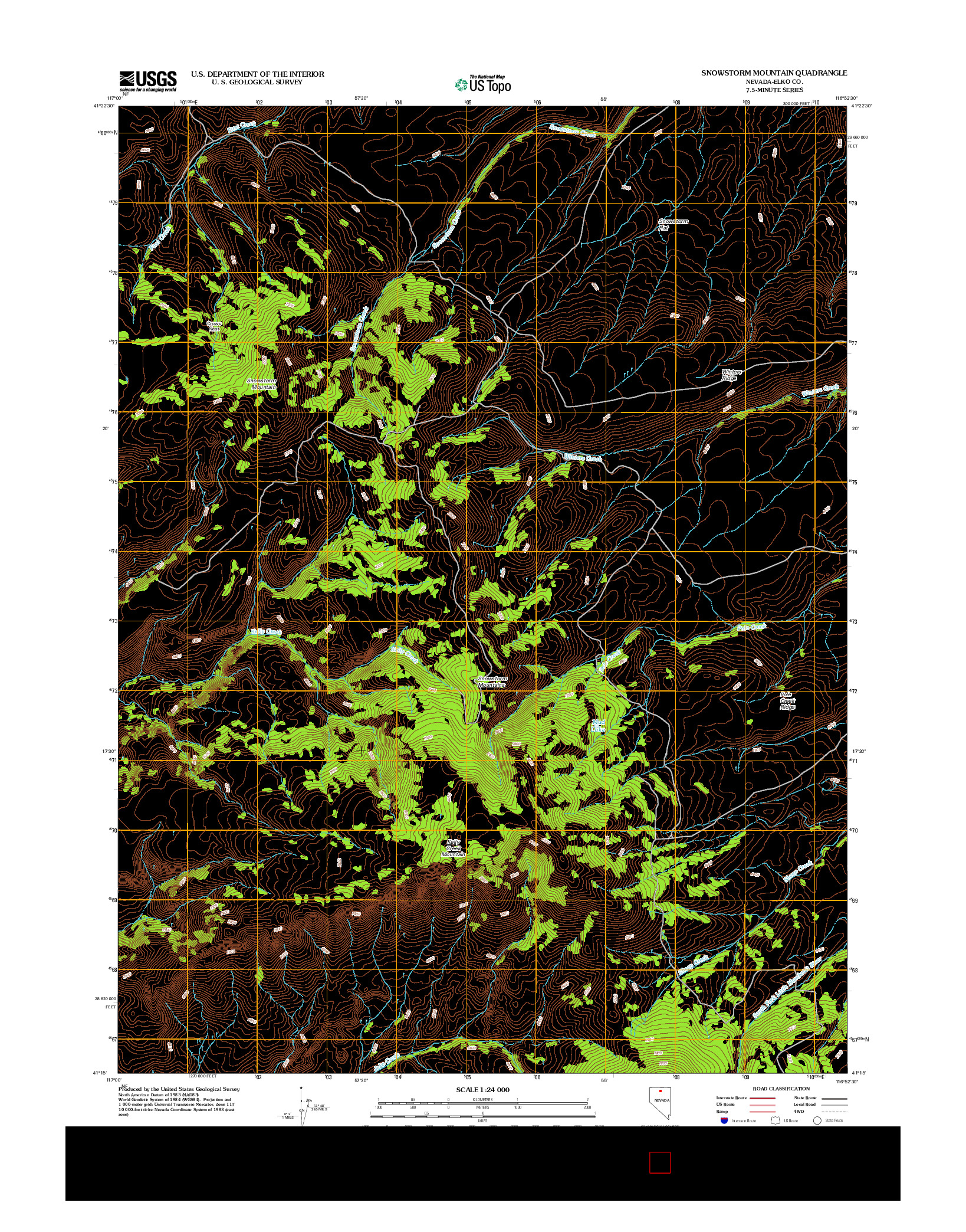 USGS US TOPO 7.5-MINUTE MAP FOR SNOWSTORM MOUNTAIN, NV 2012