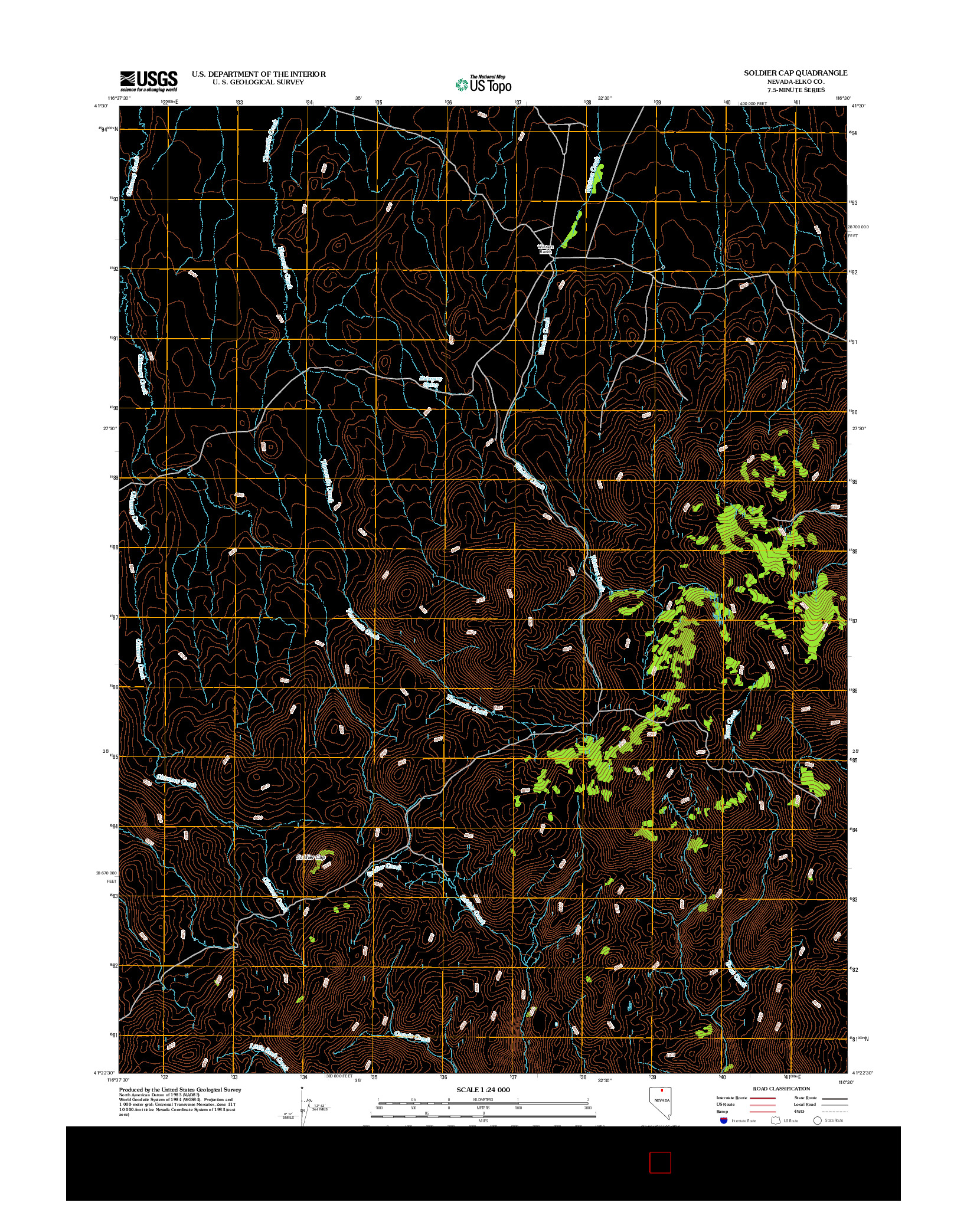 USGS US TOPO 7.5-MINUTE MAP FOR SOLDIER CAP, NV 2012