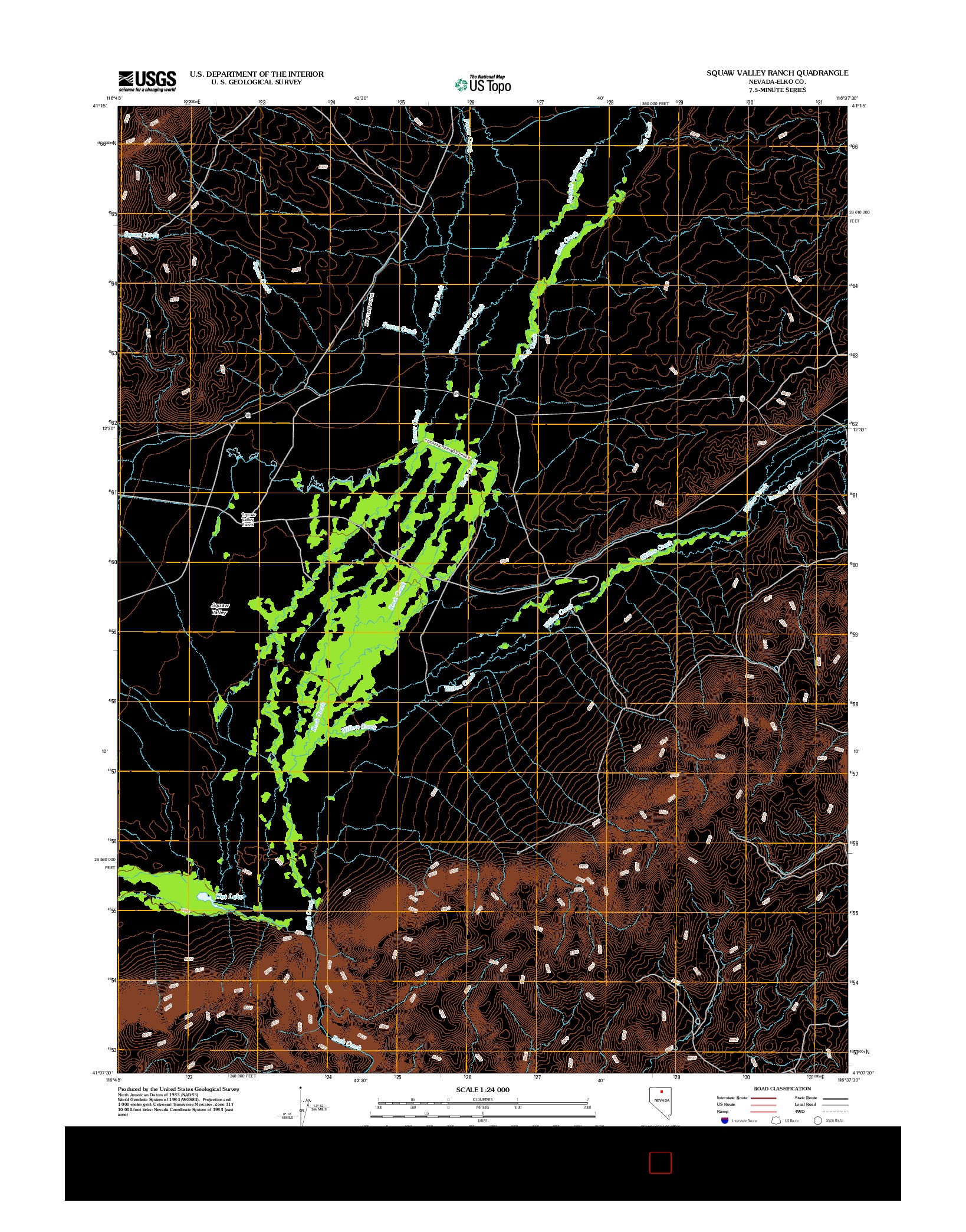 USGS US TOPO 7.5-MINUTE MAP FOR SQUAW VALLEY RANCH, NV 2012