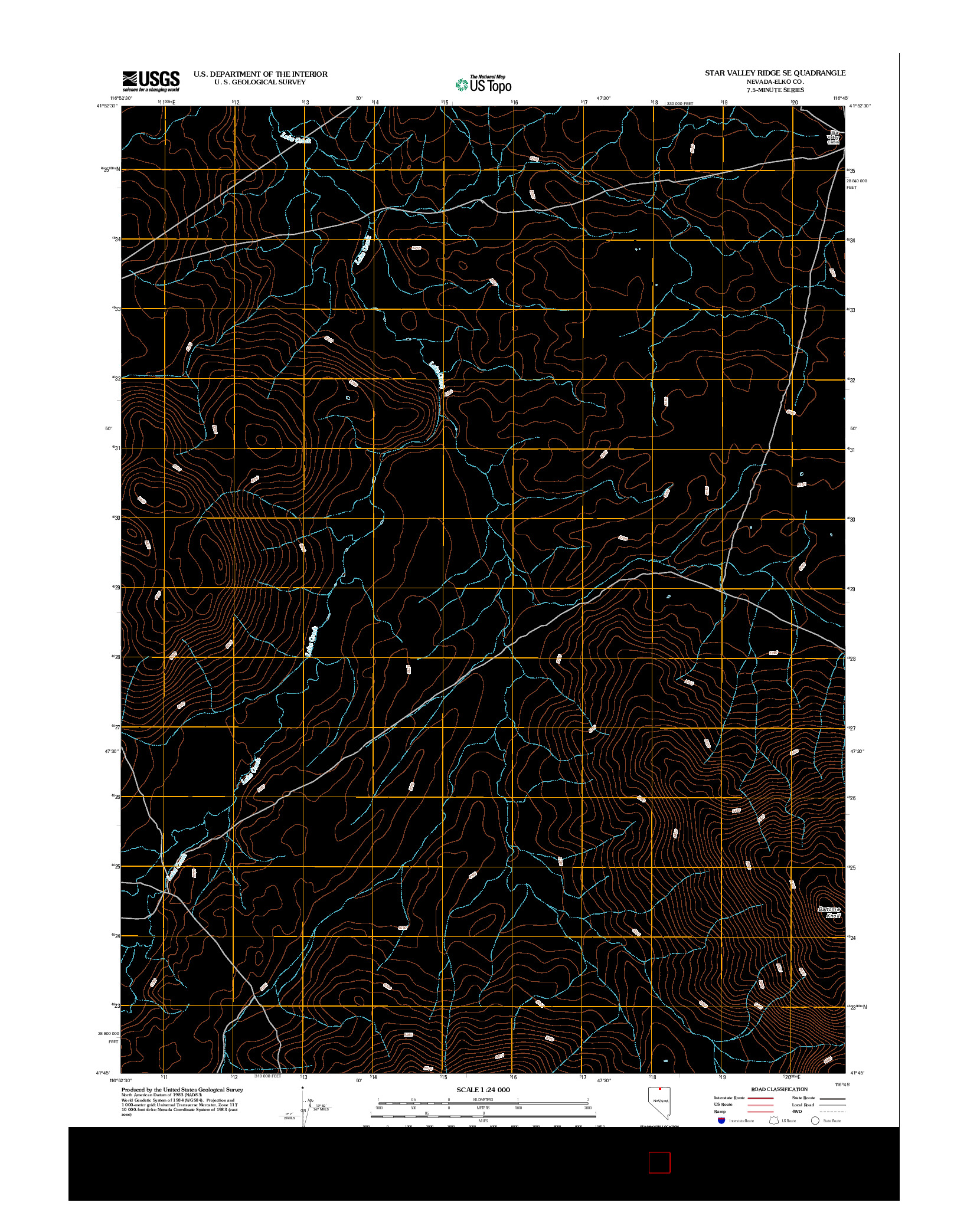 USGS US TOPO 7.5-MINUTE MAP FOR STAR VALLEY RIDGE SE, NV 2012