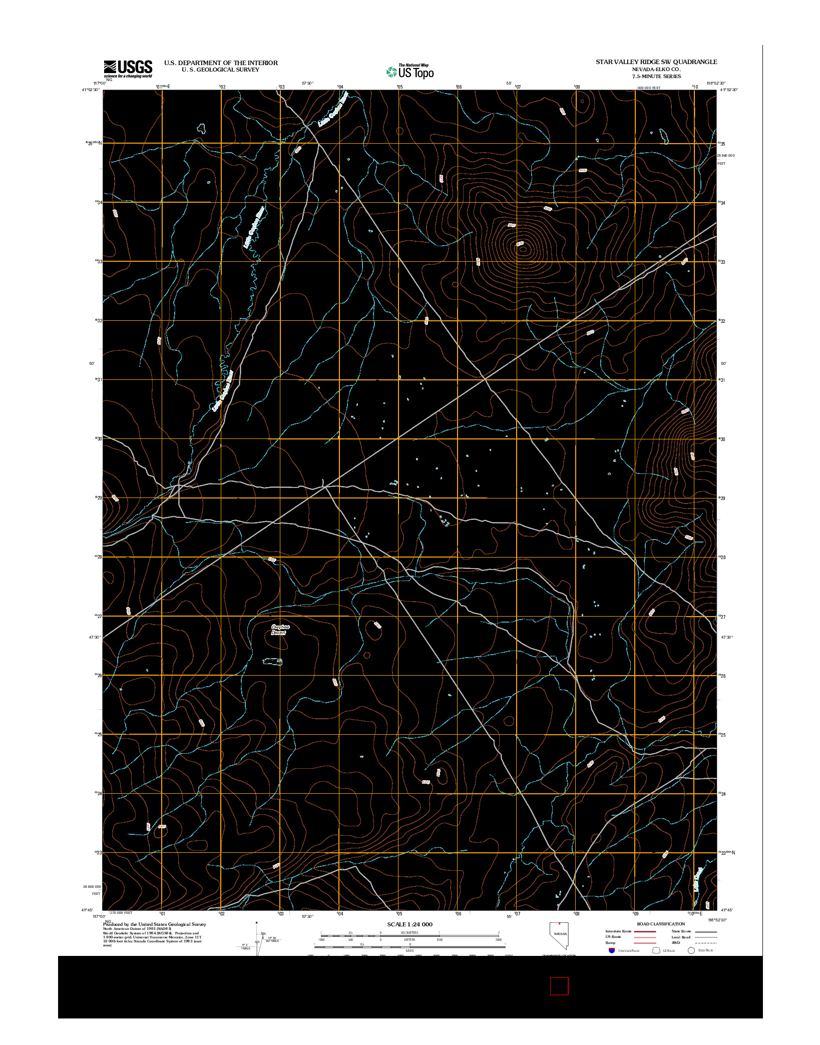 USGS US TOPO 7.5-MINUTE MAP FOR STAR VALLEY RIDGE SW, NV 2012