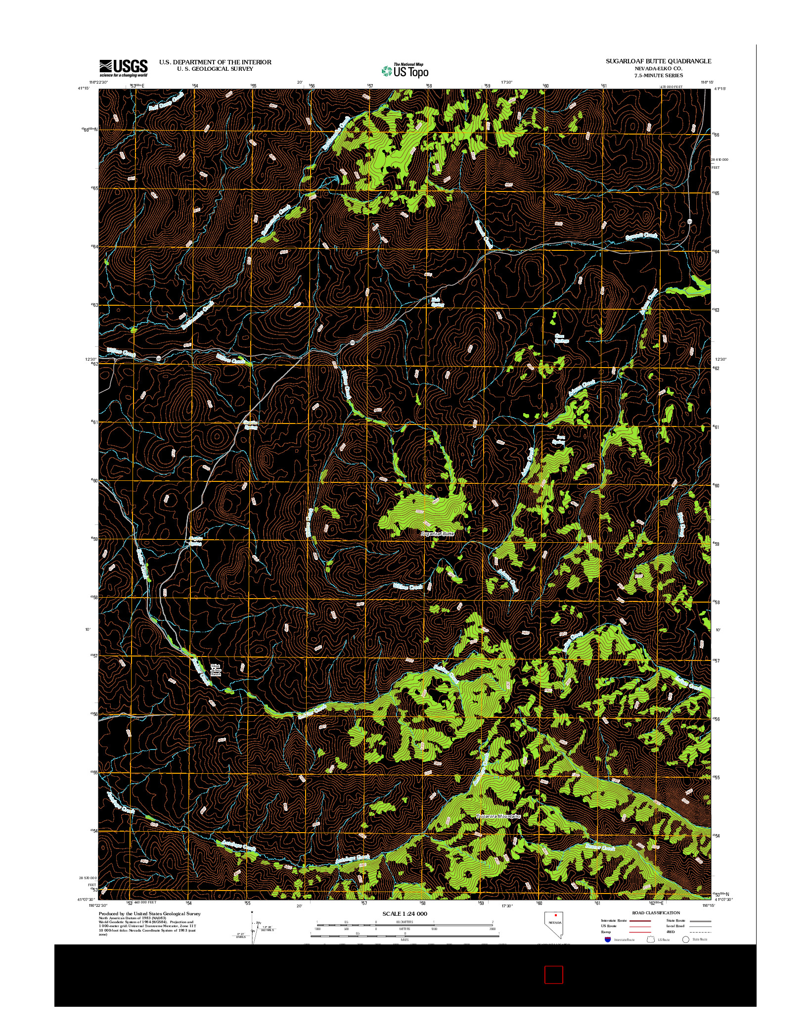 USGS US TOPO 7.5-MINUTE MAP FOR SUGARLOAF BUTTE, NV 2012