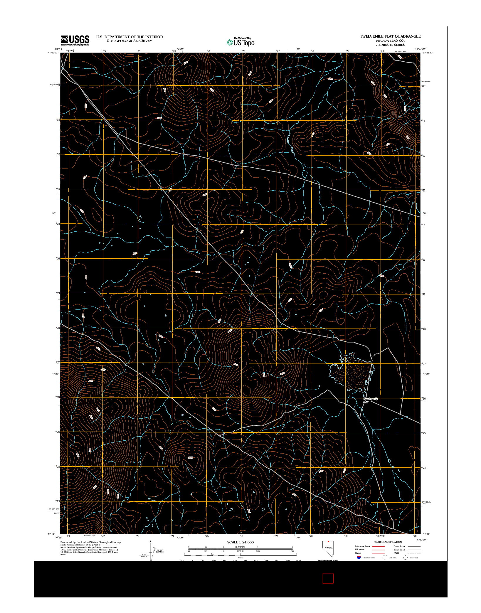 USGS US TOPO 7.5-MINUTE MAP FOR TWELVEMILE FLAT, NV 2012