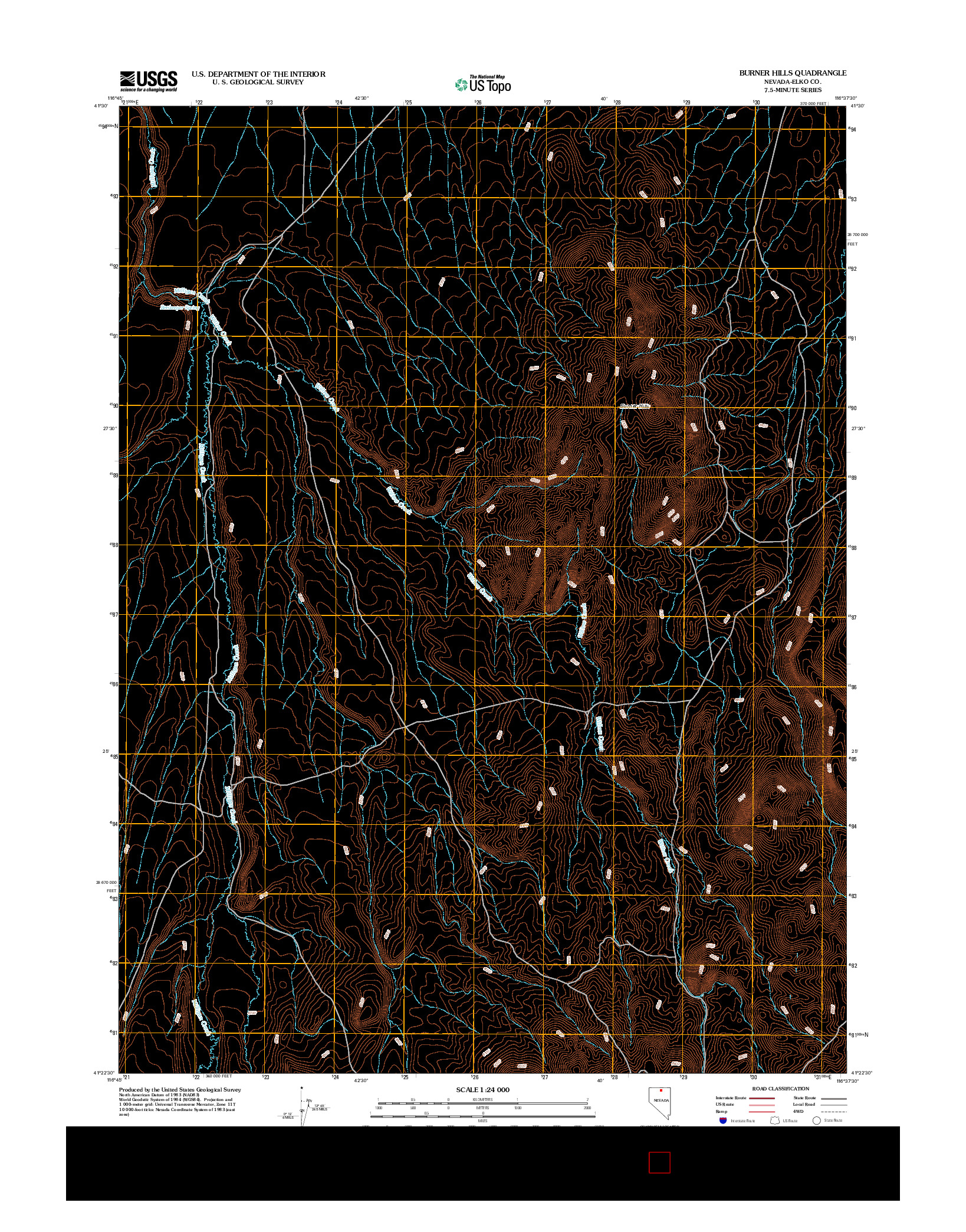 USGS US TOPO 7.5-MINUTE MAP FOR BURNER HILLS, NV 2012