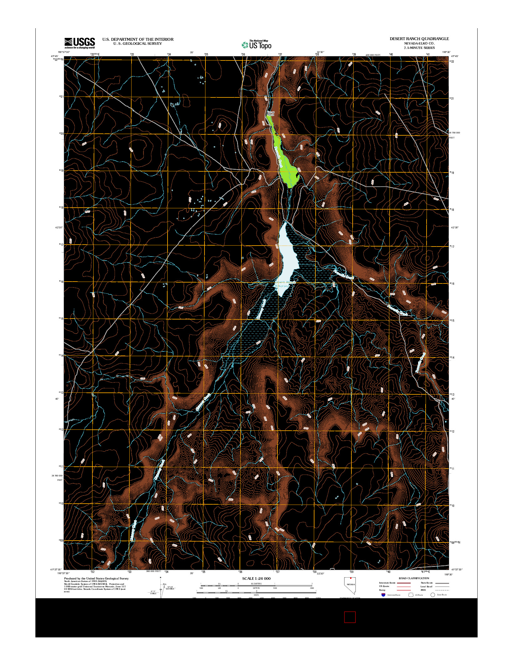USGS US TOPO 7.5-MINUTE MAP FOR DESERT RANCH, NV 2012