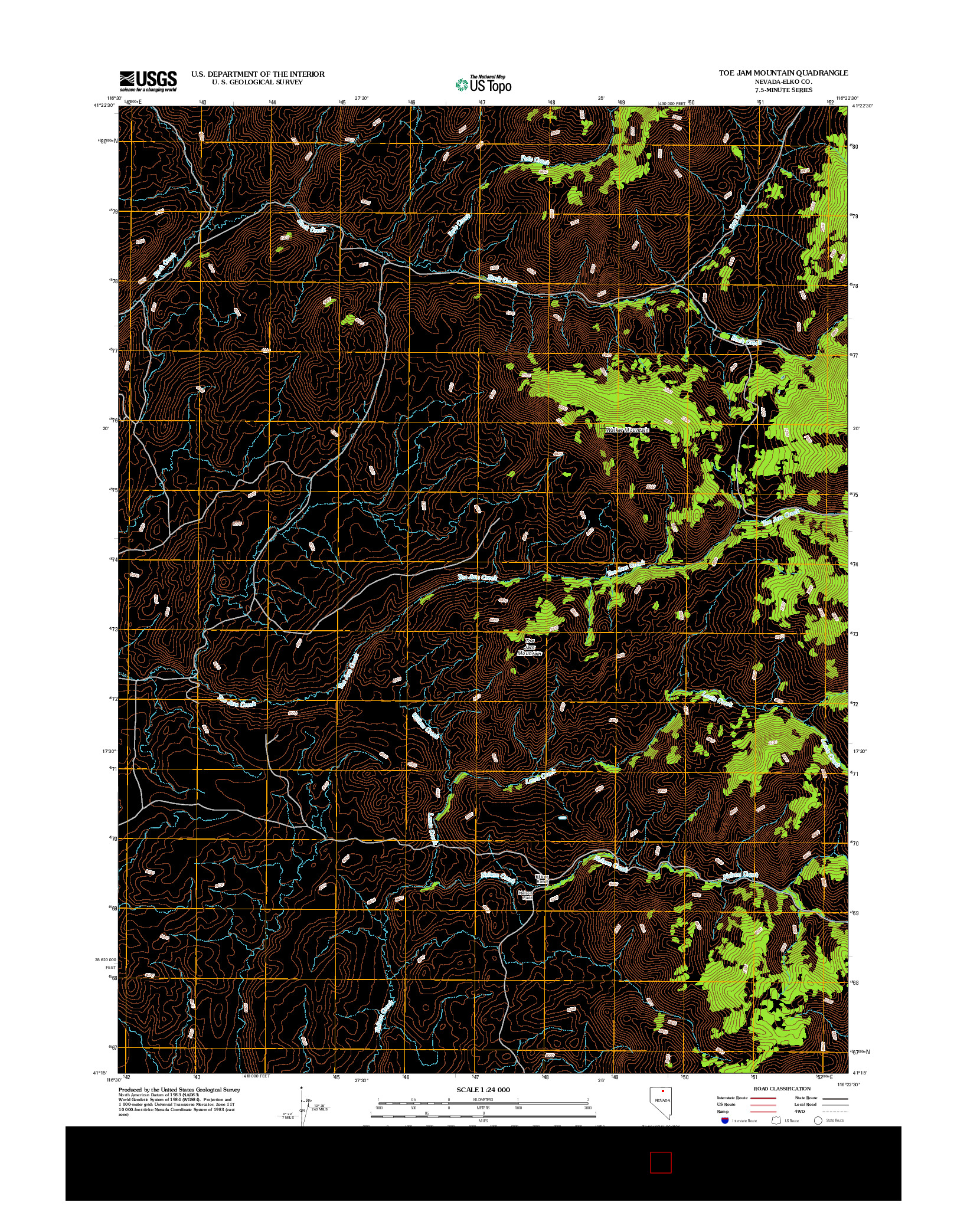 USGS US TOPO 7.5-MINUTE MAP FOR TOE JAM MOUNTAIN, NV 2012