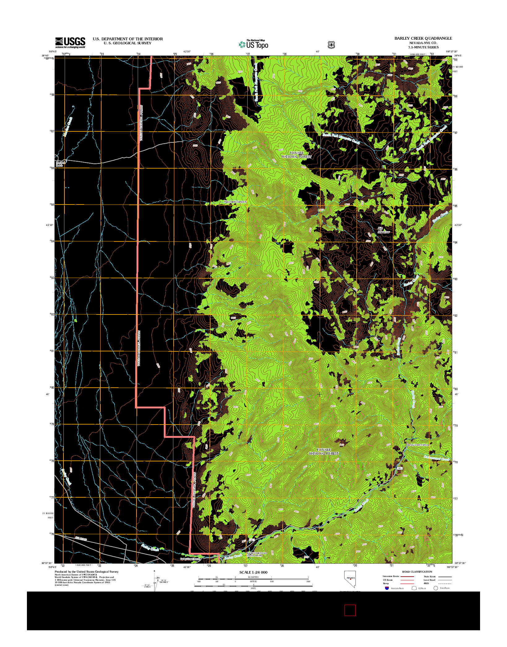 USGS US TOPO 7.5-MINUTE MAP FOR BARLEY CREEK, NV 2012