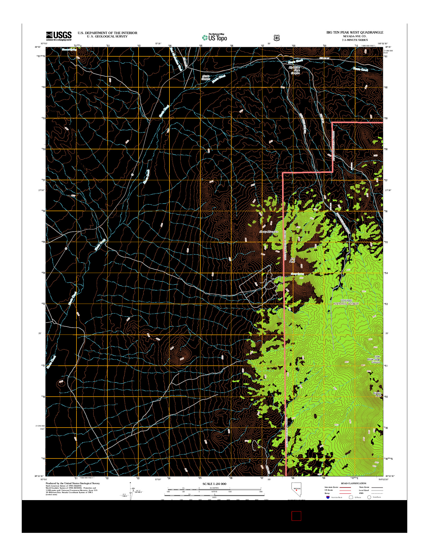 USGS US TOPO 7.5-MINUTE MAP FOR BIG TEN PEAK WEST, NV 2012