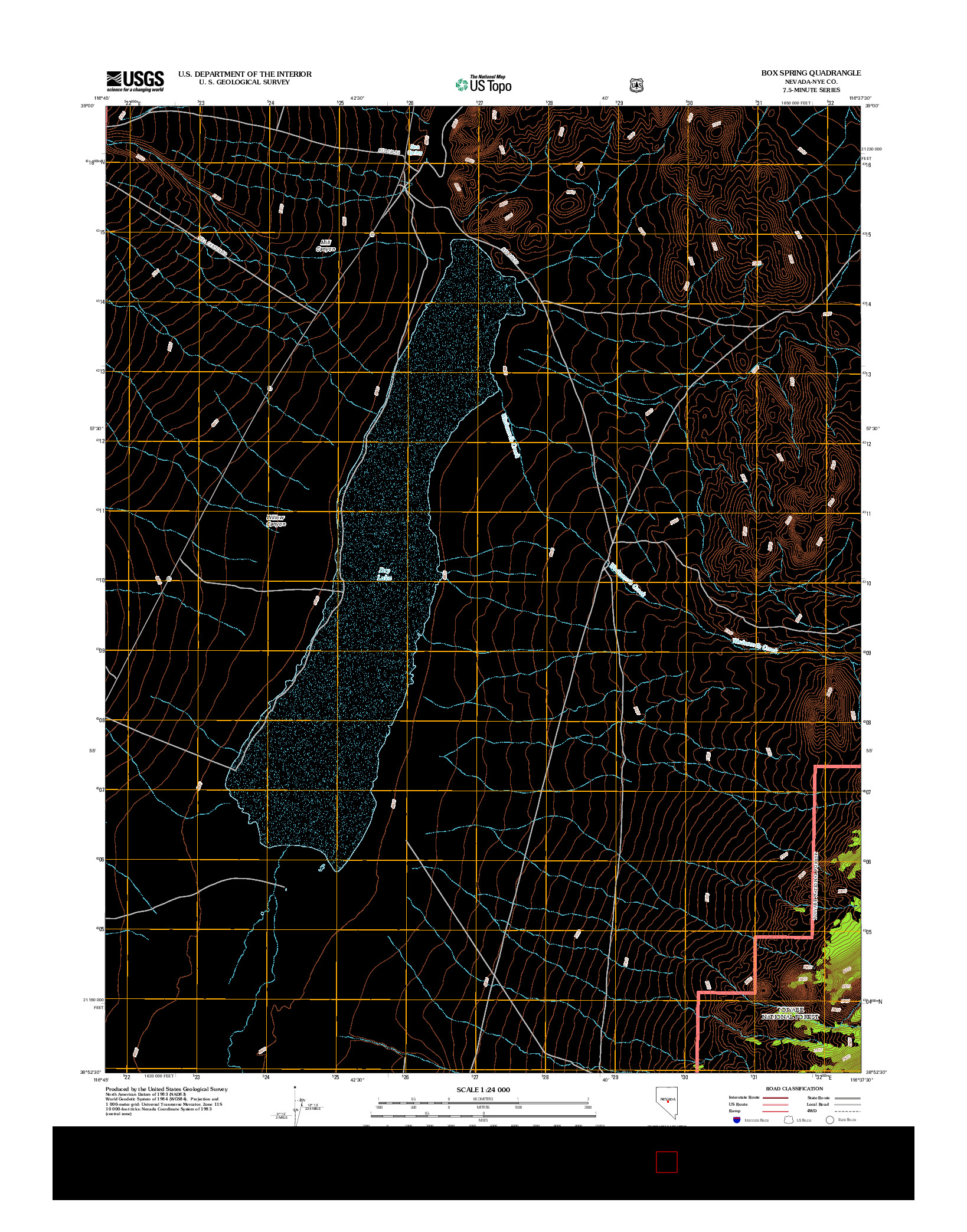 USGS US TOPO 7.5-MINUTE MAP FOR BOX SPRING, NV 2012