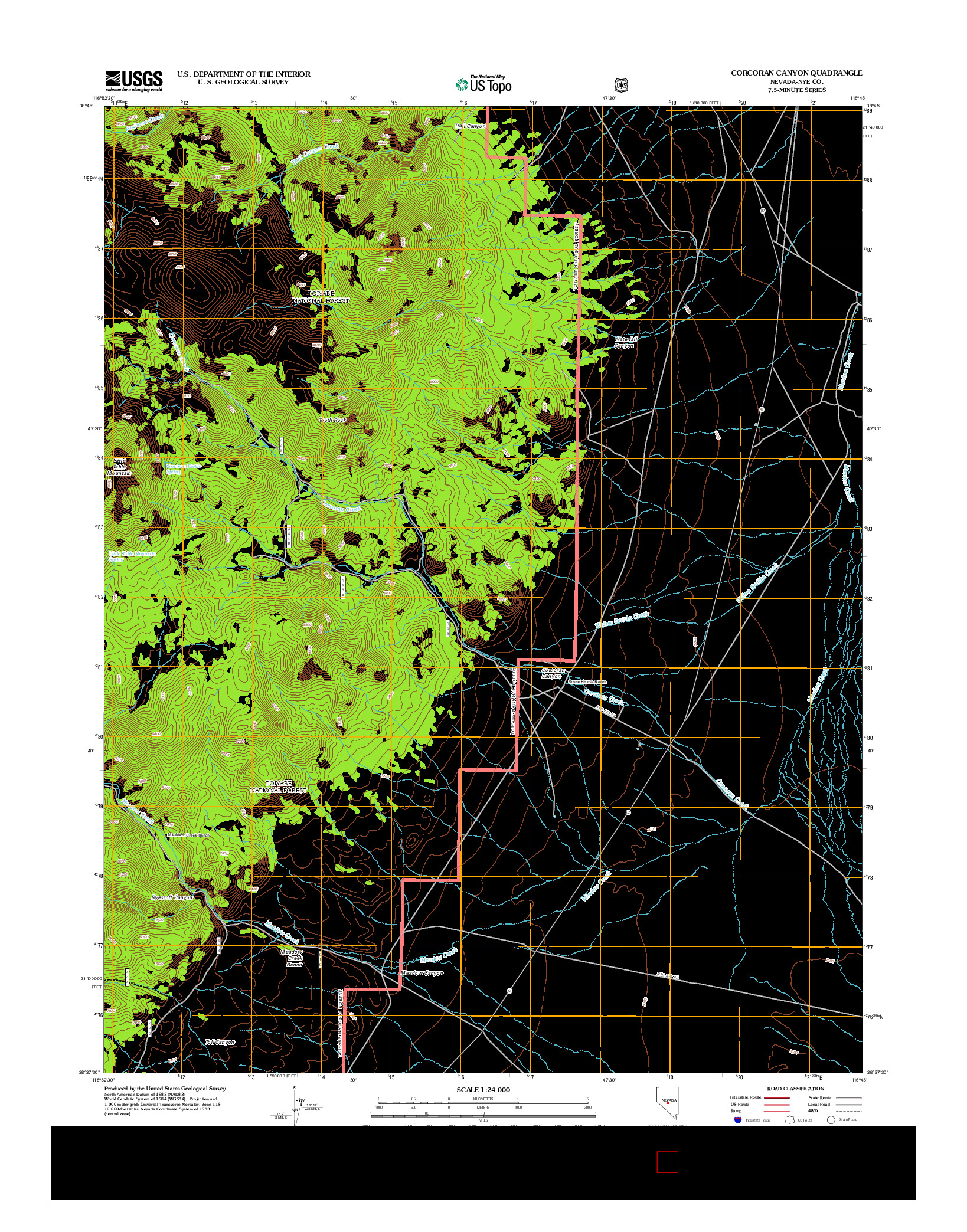 USGS US TOPO 7.5-MINUTE MAP FOR CORCORAN CANYON, NV 2012