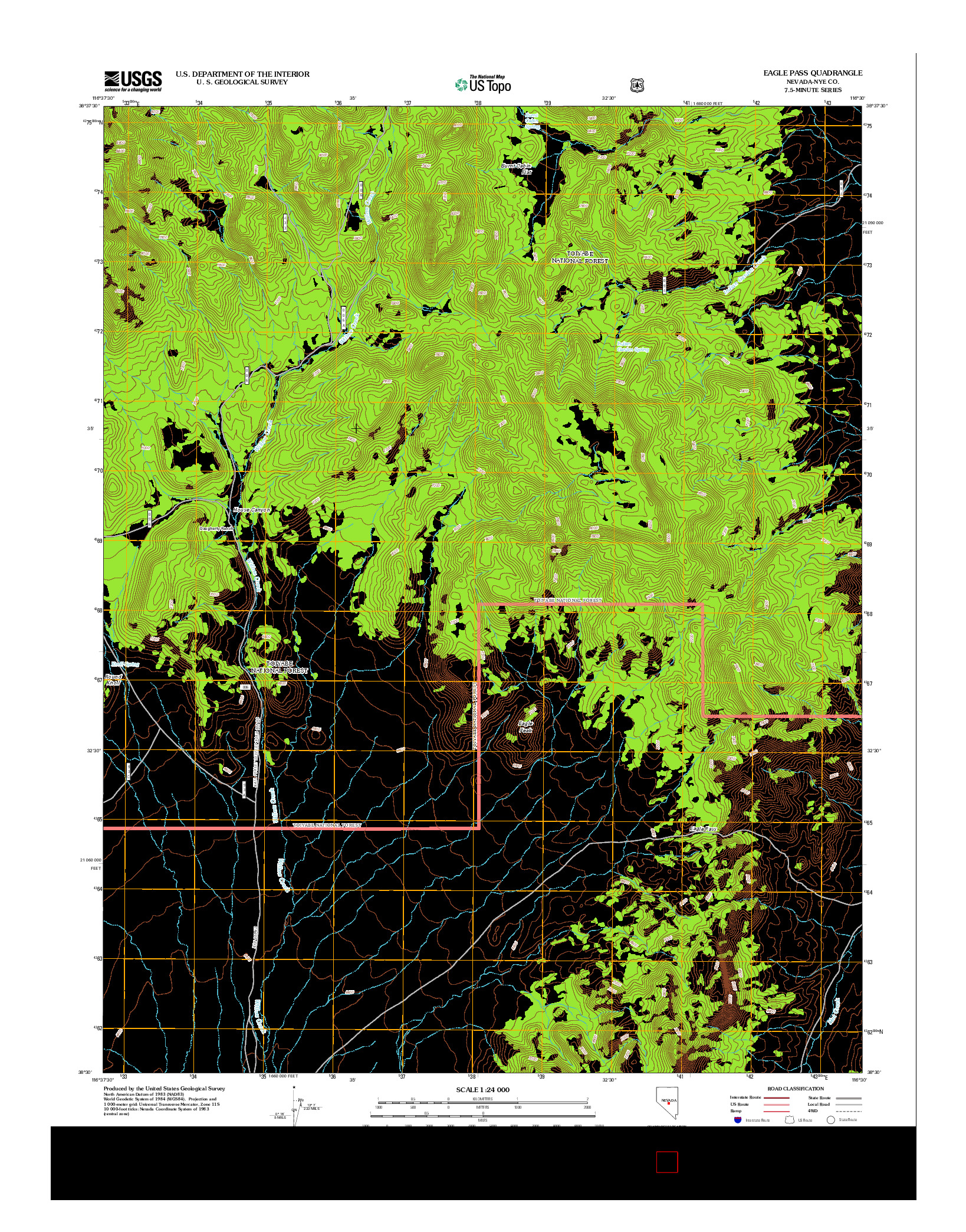 USGS US TOPO 7.5-MINUTE MAP FOR EAGLE PASS, NV 2012