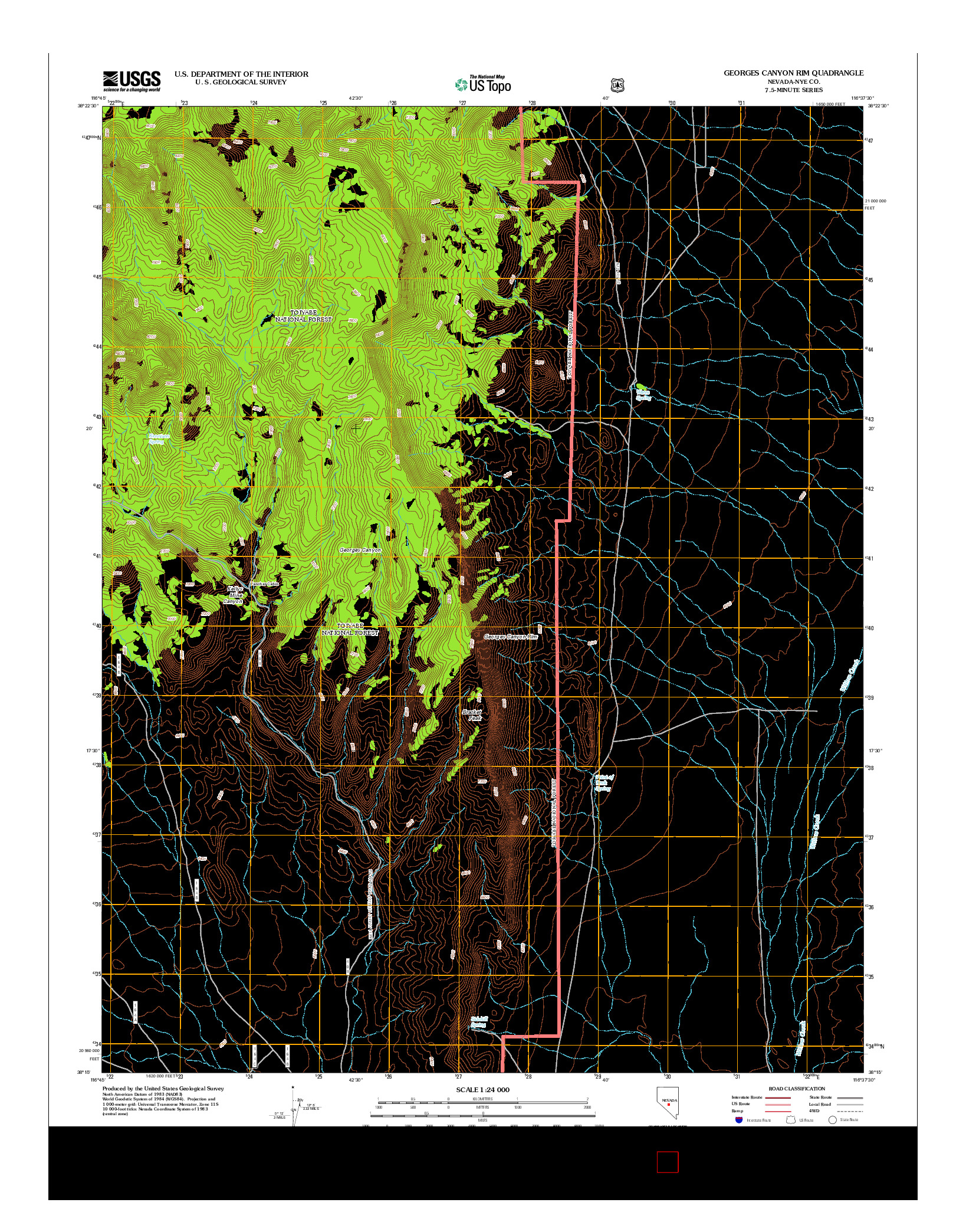 USGS US TOPO 7.5-MINUTE MAP FOR GEORGES CANYON RIM, NV 2012