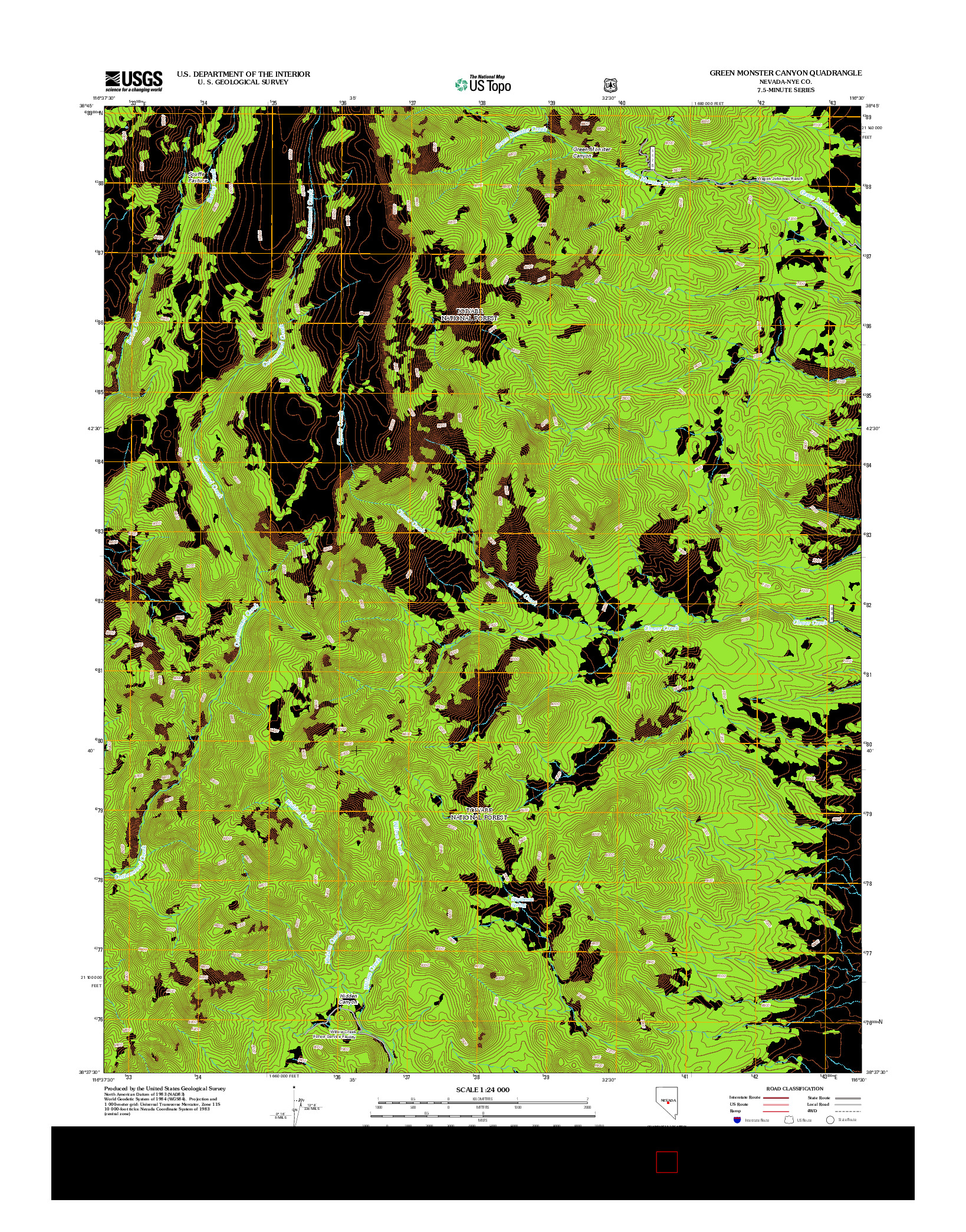 USGS US TOPO 7.5-MINUTE MAP FOR GREEN MONSTER CANYON, NV 2012