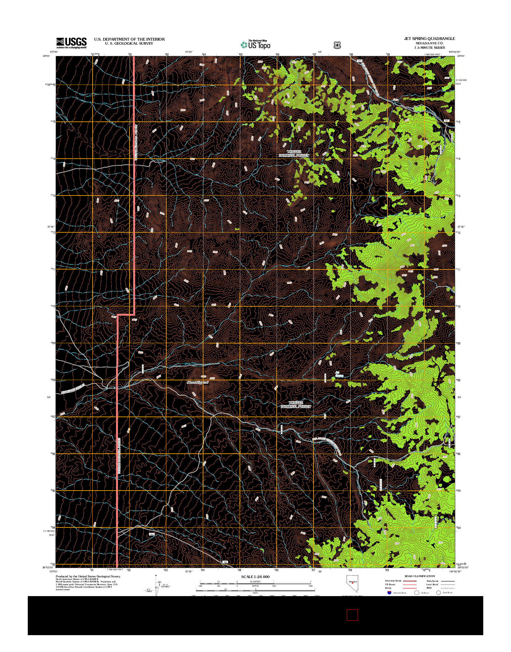 USGS US TOPO 7.5-MINUTE MAP FOR JET SPRING, NV 2012