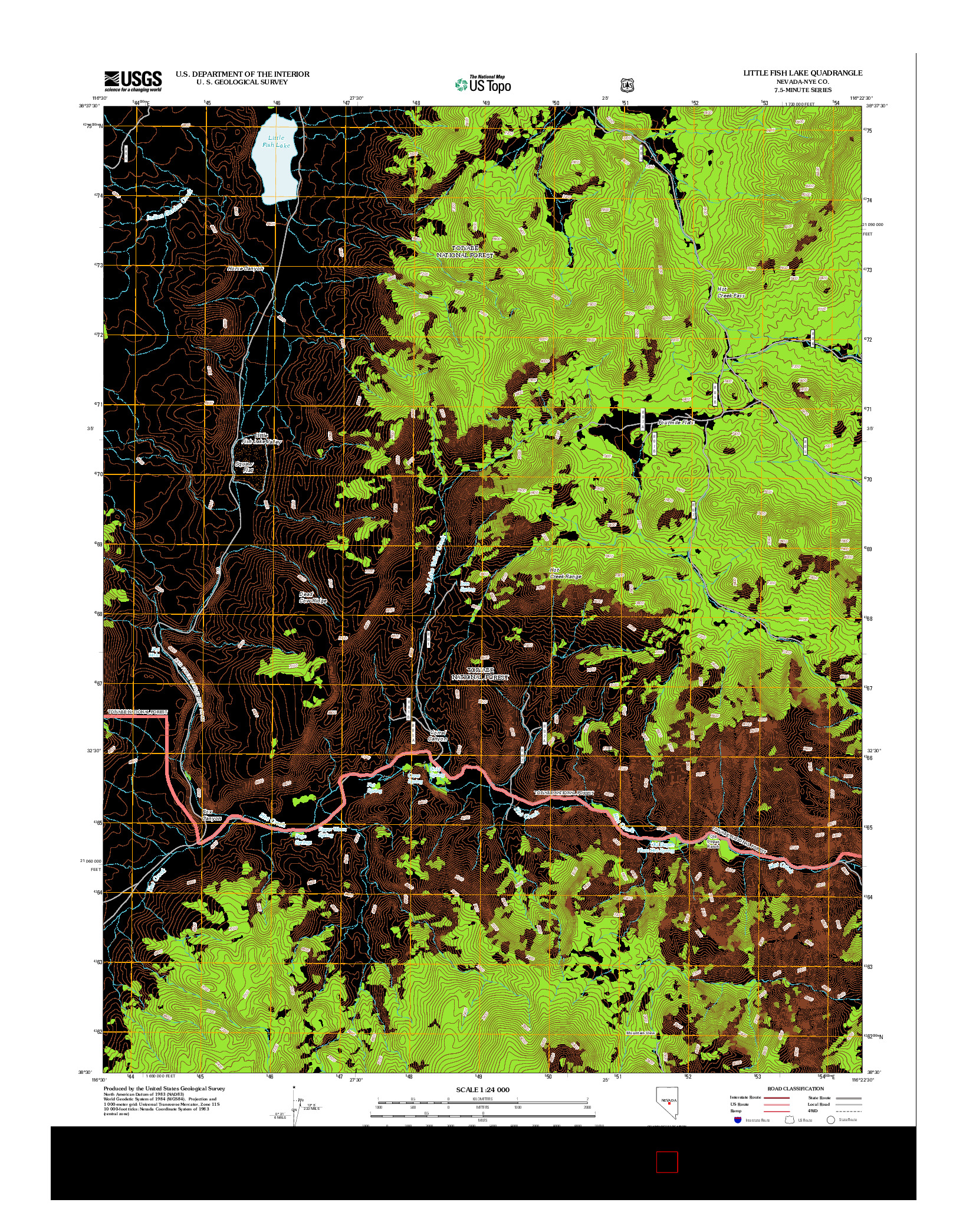 USGS US TOPO 7.5-MINUTE MAP FOR LITTLE FISH LAKE, NV 2012