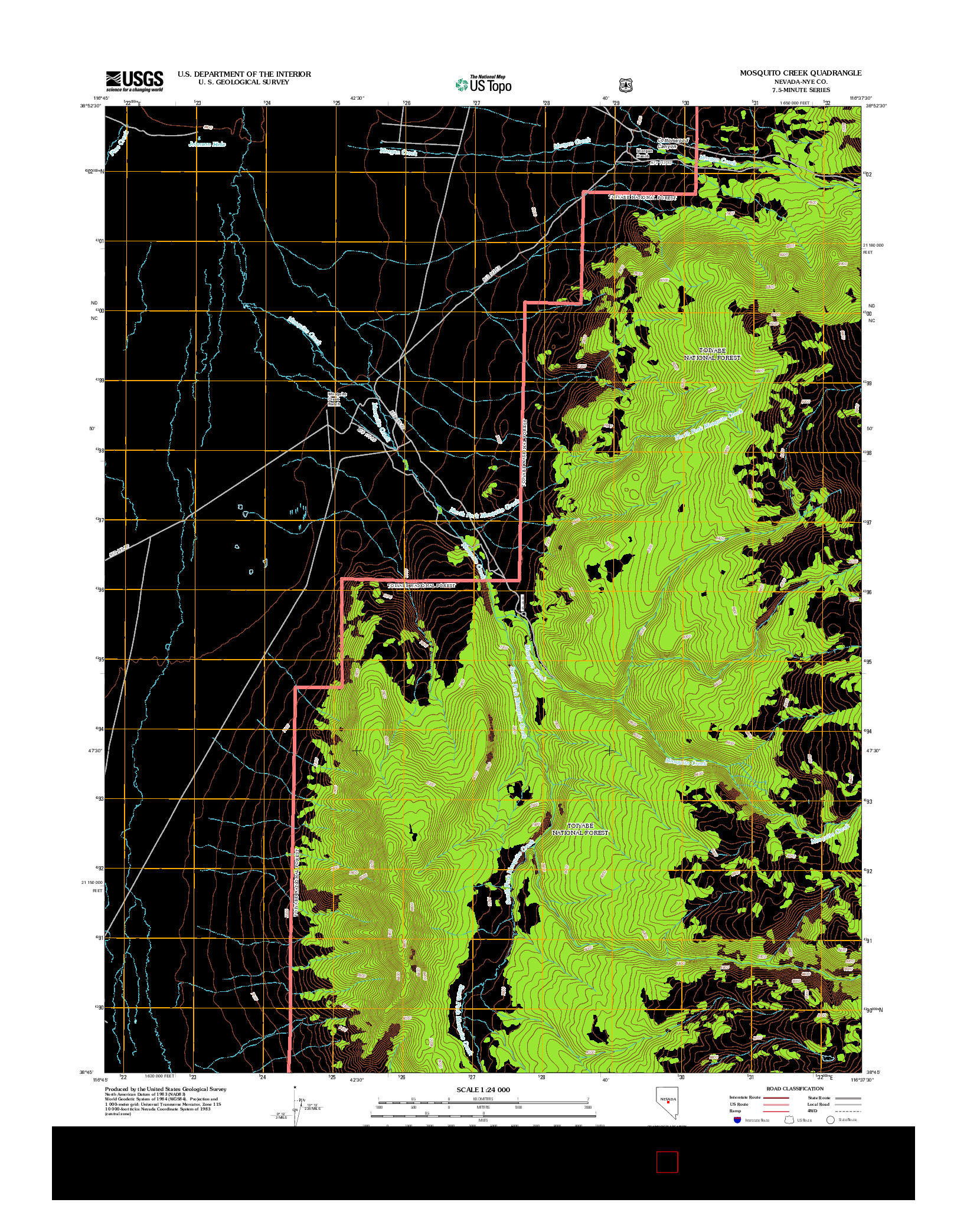 USGS US TOPO 7.5-MINUTE MAP FOR MOSQUITO CREEK, NV 2012