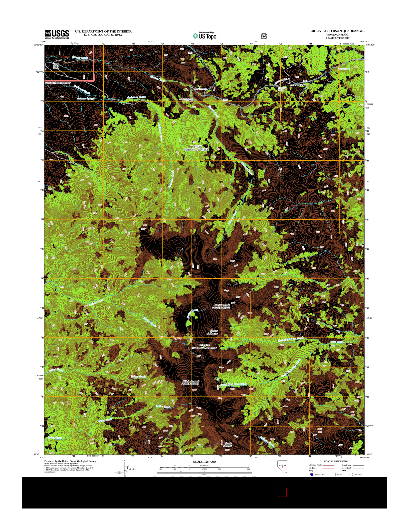 USGS US TOPO 7.5-MINUTE MAP FOR MOUNT JEFFERSON, NV 2012