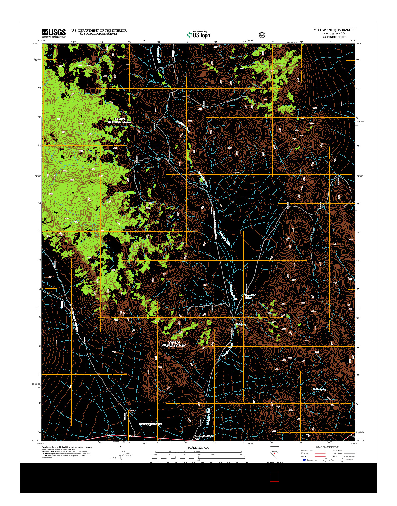 USGS US TOPO 7.5-MINUTE MAP FOR MUD SPRING, NV 2012