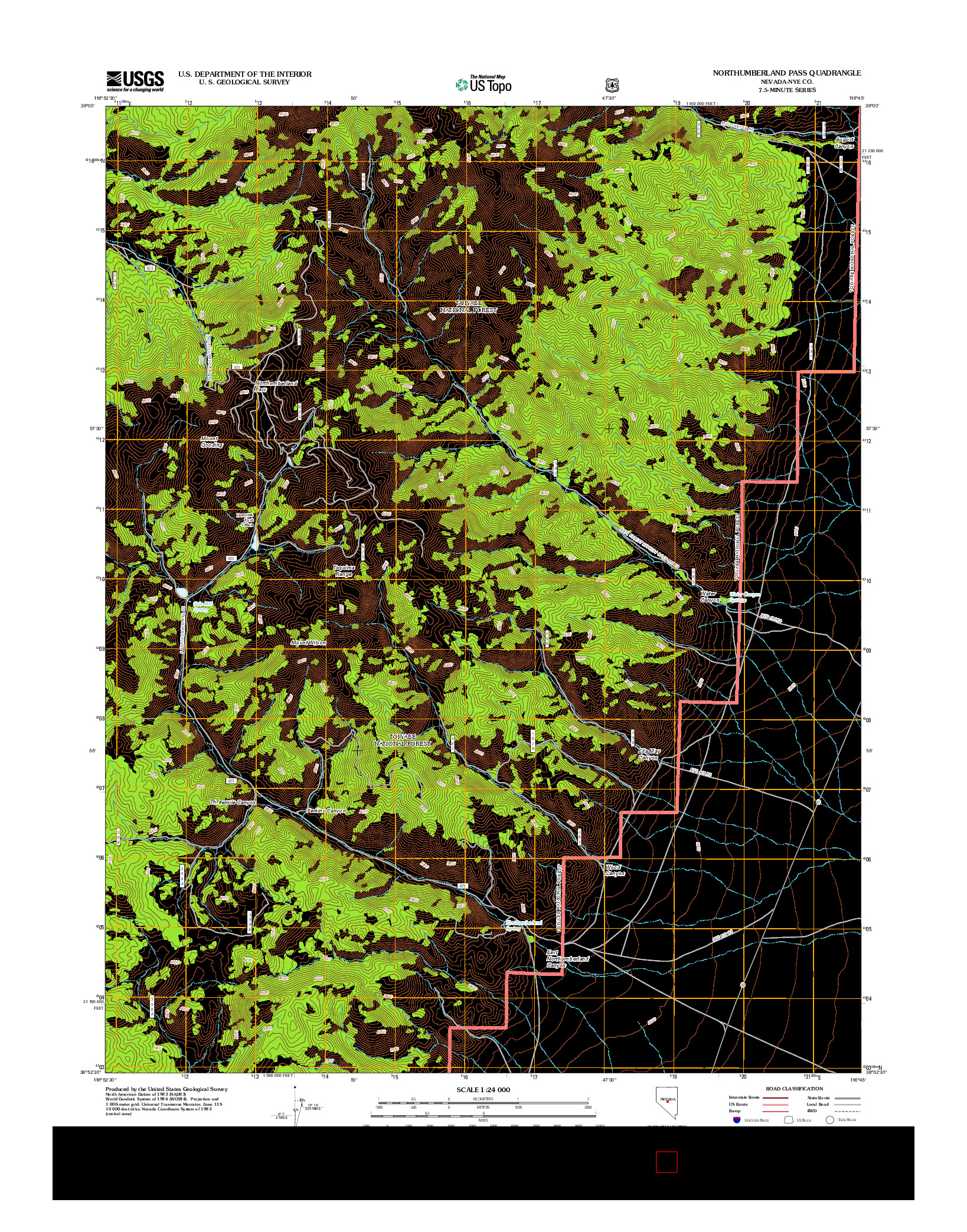 USGS US TOPO 7.5-MINUTE MAP FOR NORTHUMBERLAND PASS, NV 2012