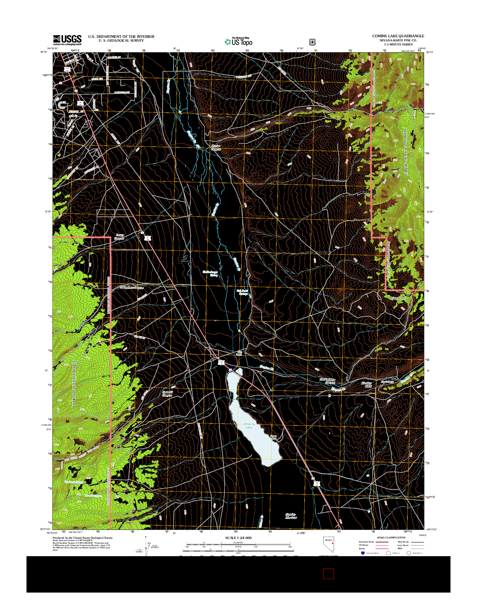 USGS US TOPO 7.5-MINUTE MAP FOR COMINS LAKE, NV 2012