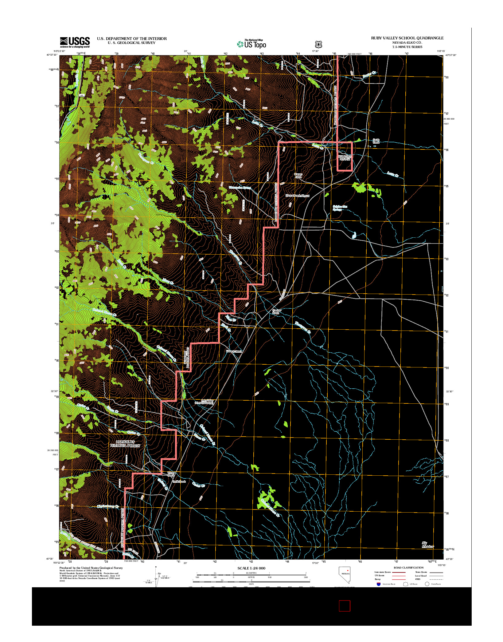 USGS US TOPO 7.5-MINUTE MAP FOR RUBY VALLEY SCHOOL, NV 2012