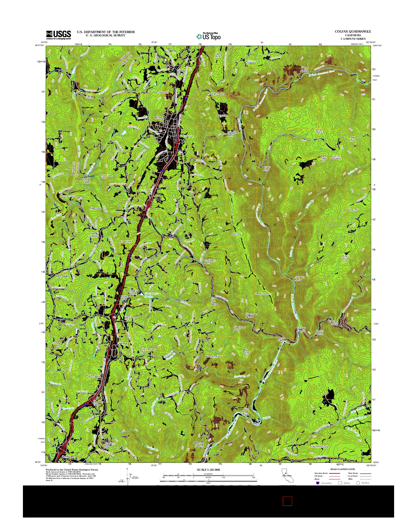 USGS US TOPO 7.5-MINUTE MAP FOR COLFAX, CA 2012