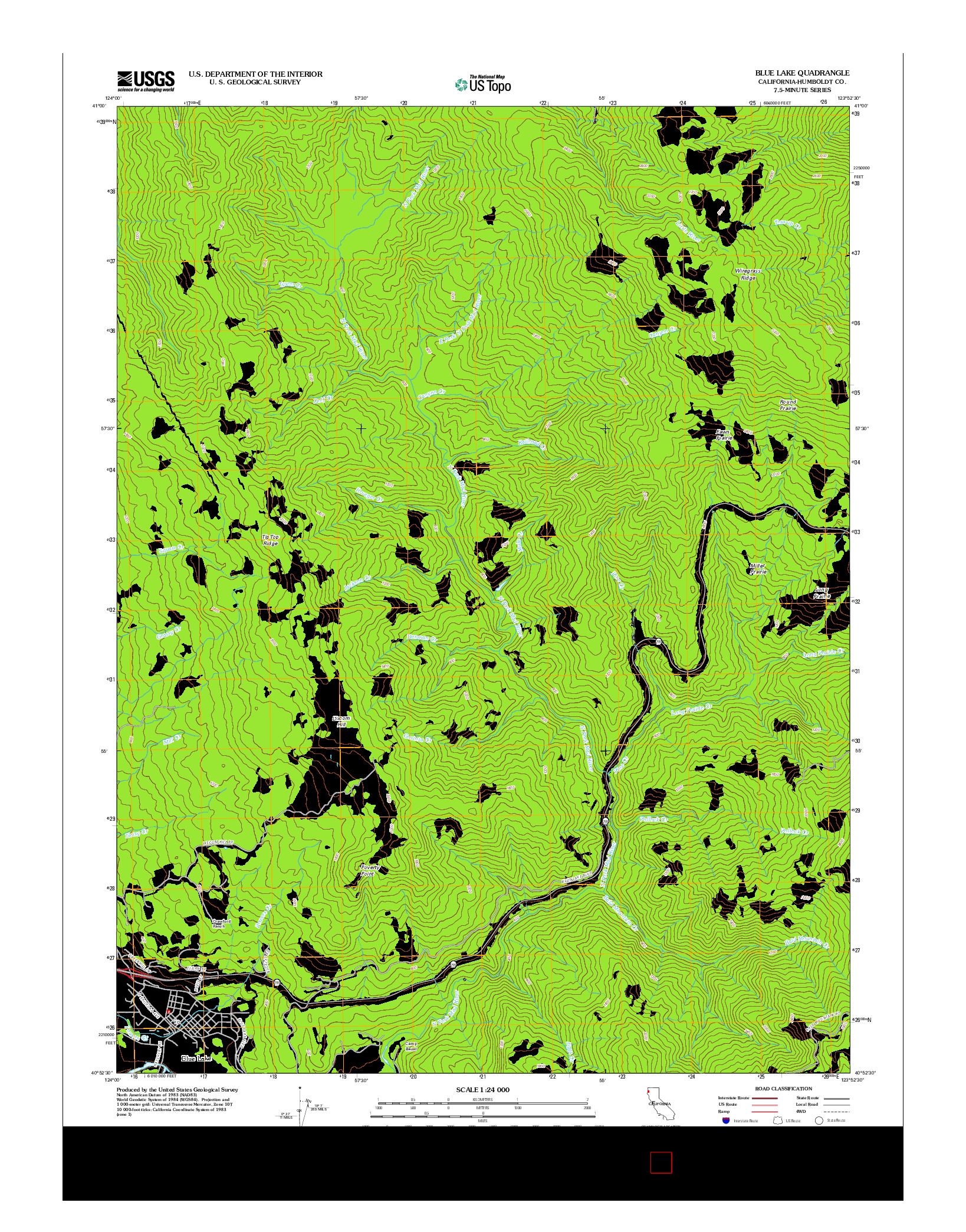 USGS US TOPO 7.5-MINUTE MAP FOR BLUE LAKE, CA 2012