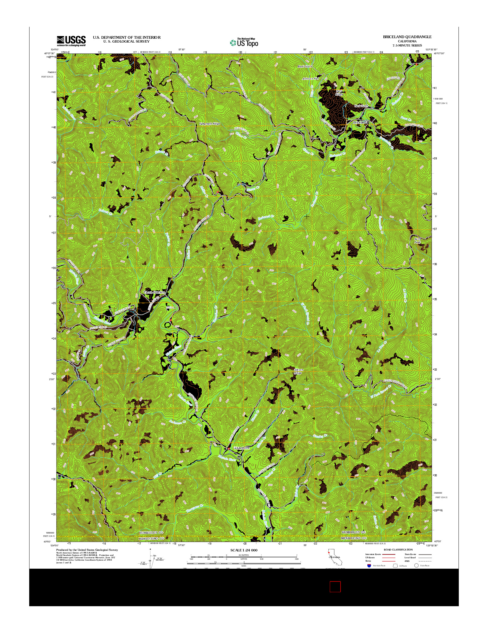 USGS US TOPO 7.5-MINUTE MAP FOR BRICELAND, CA 2012