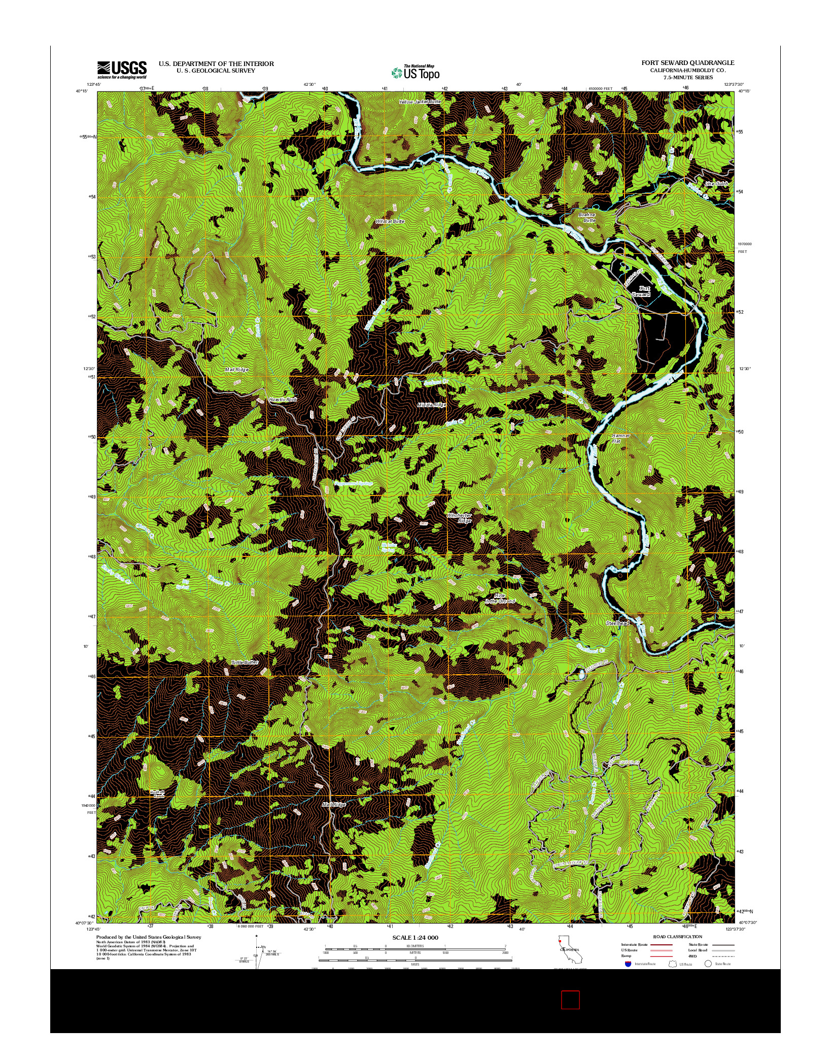 USGS US TOPO 7.5-MINUTE MAP FOR FORT SEWARD, CA 2012