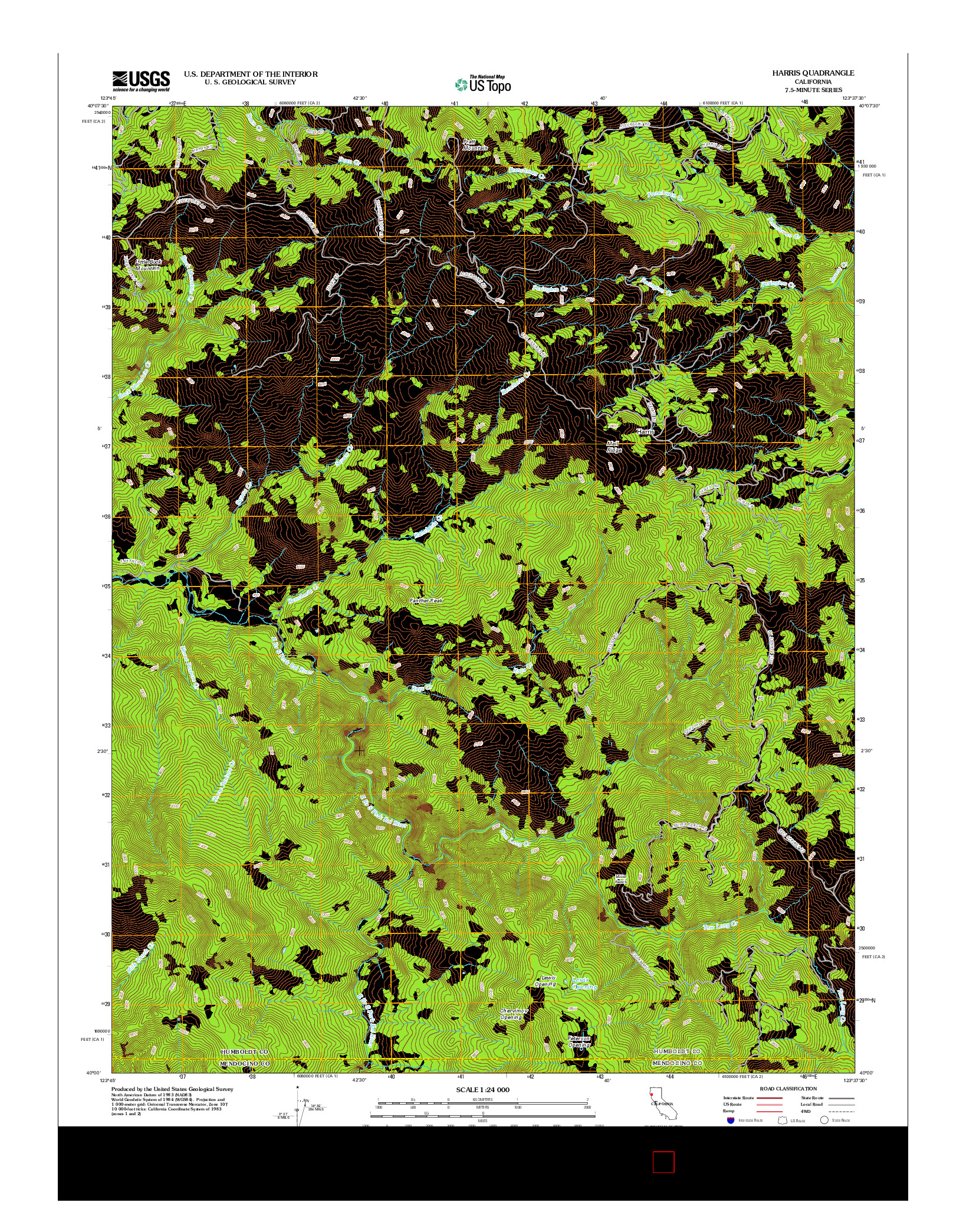 USGS US TOPO 7.5-MINUTE MAP FOR HARRIS, CA 2012