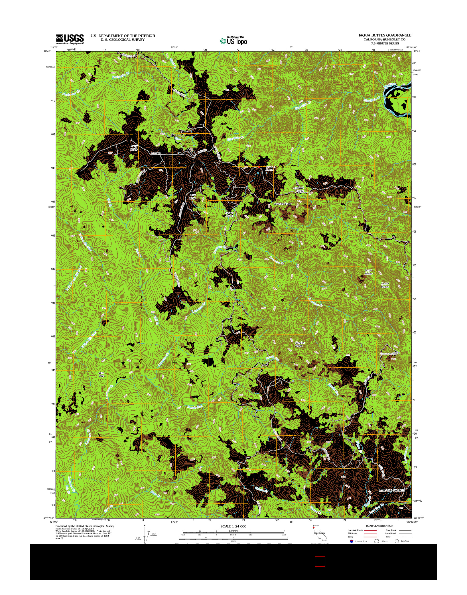 USGS US TOPO 7.5-MINUTE MAP FOR IAQUA BUTTES, CA 2012