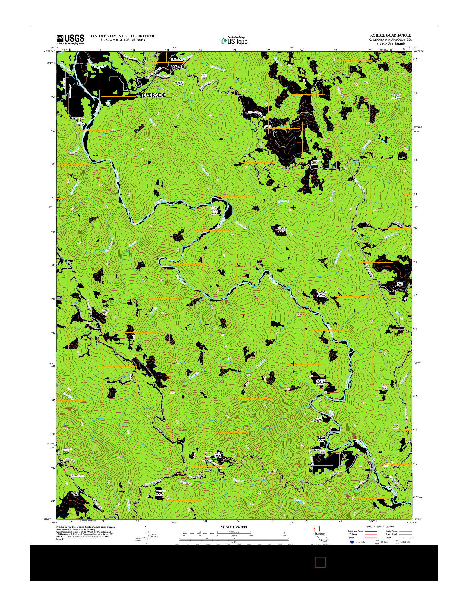 USGS US TOPO 7.5-MINUTE MAP FOR KORBEL, CA 2012