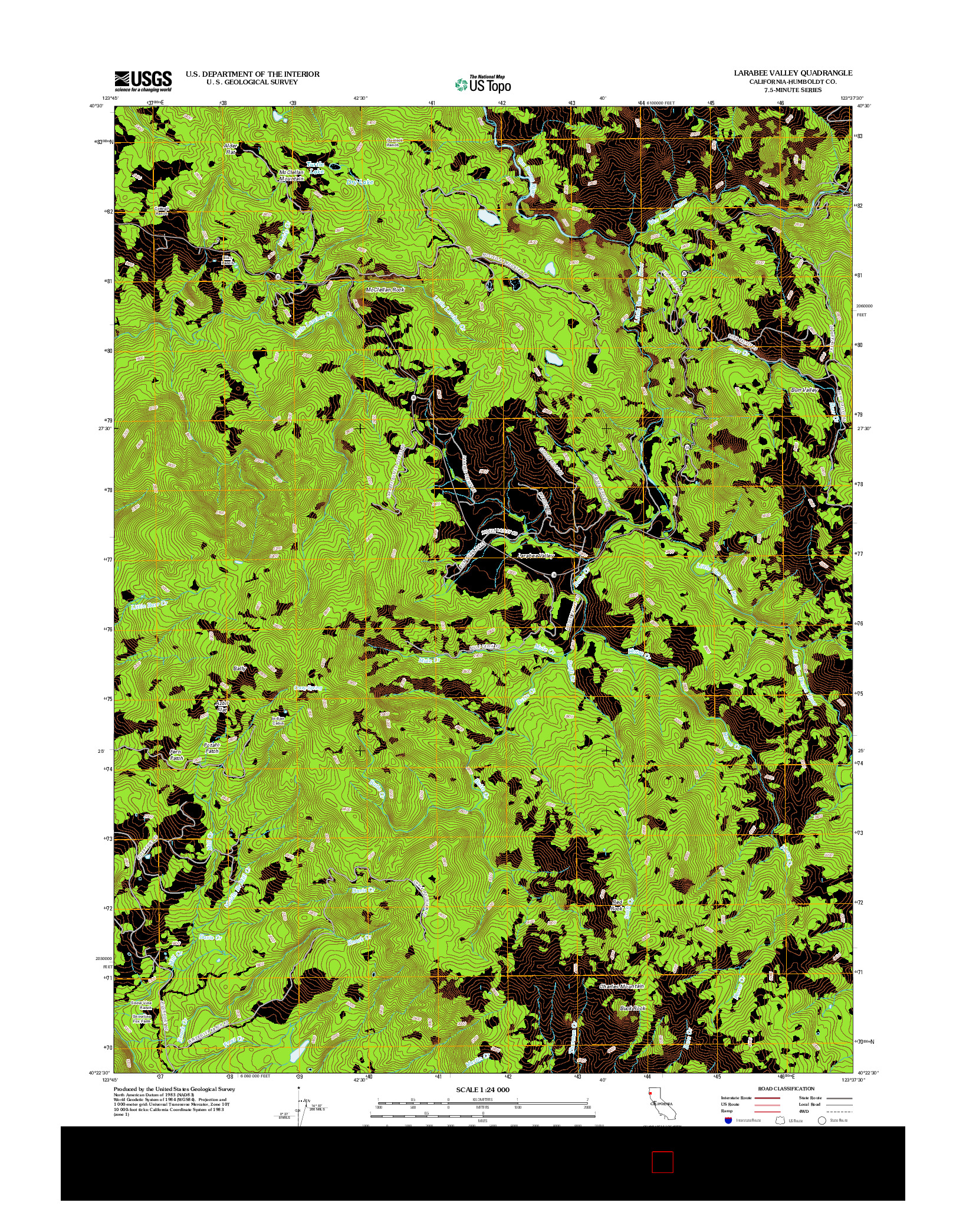 USGS US TOPO 7.5-MINUTE MAP FOR LARABEE VALLEY, CA 2012