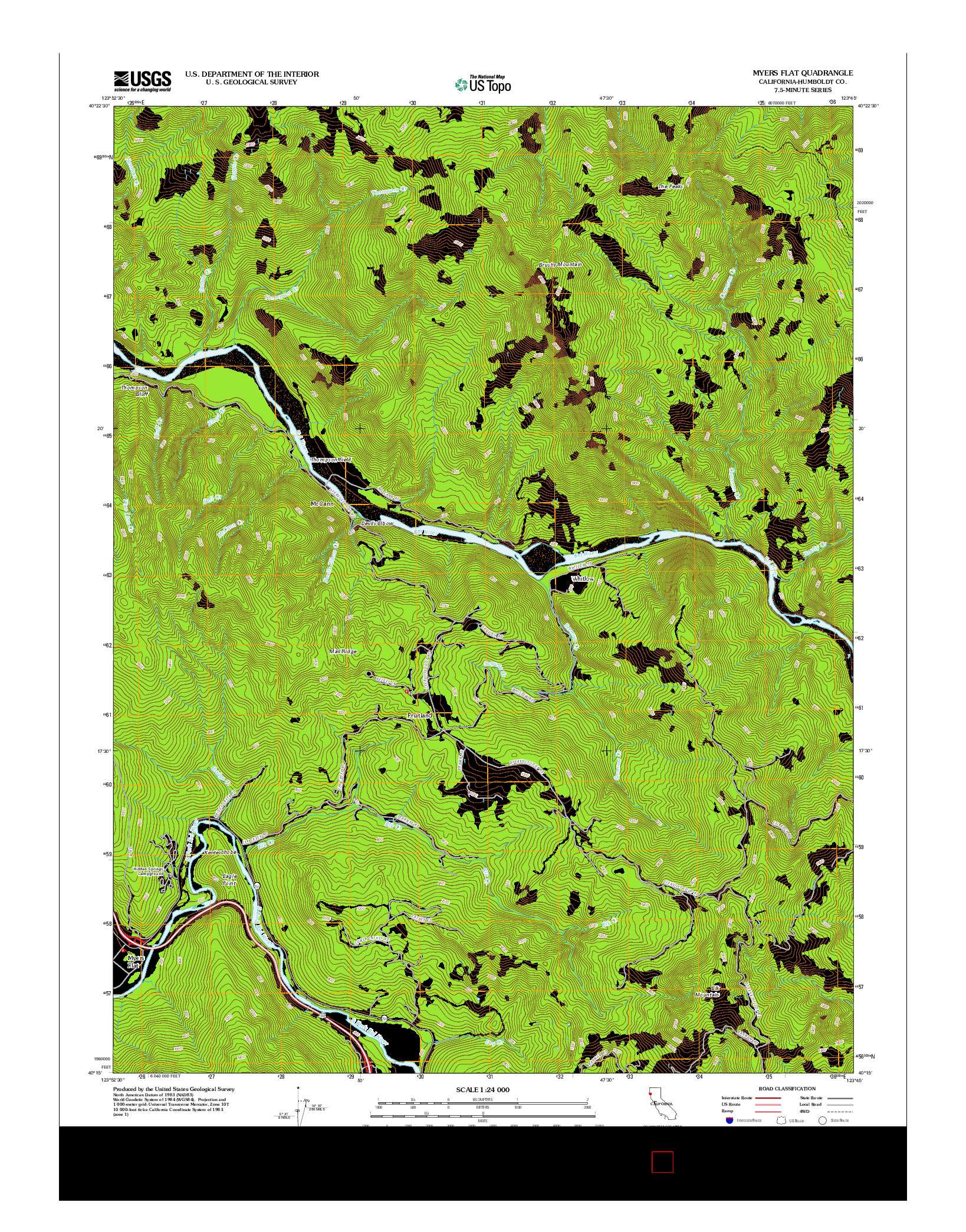 USGS US TOPO 7.5-MINUTE MAP FOR MYERS FLAT, CA 2012