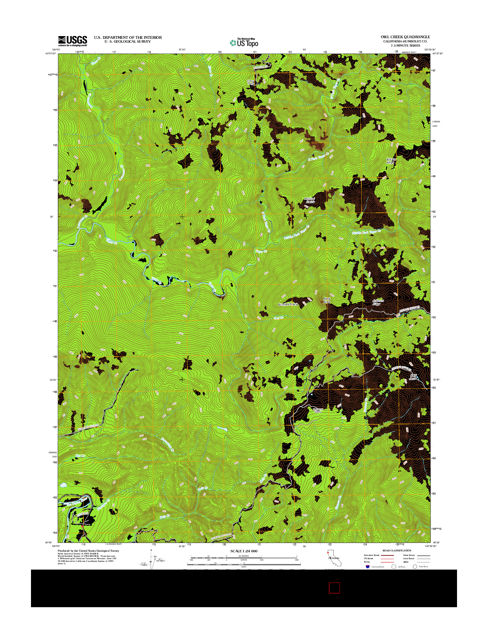 USGS US TOPO 7.5-MINUTE MAP FOR OWL CREEK, CA 2012