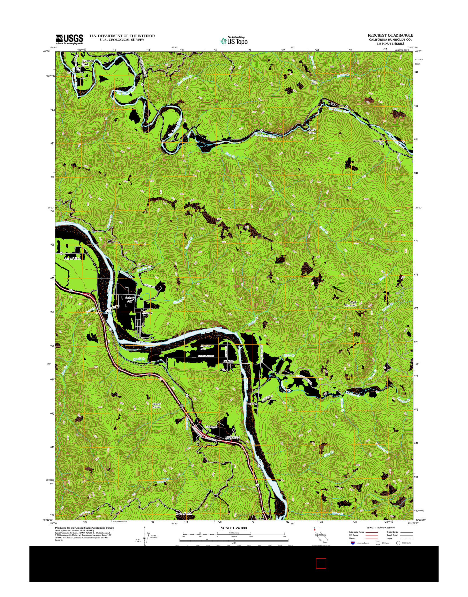 USGS US TOPO 7.5-MINUTE MAP FOR REDCREST, CA 2012