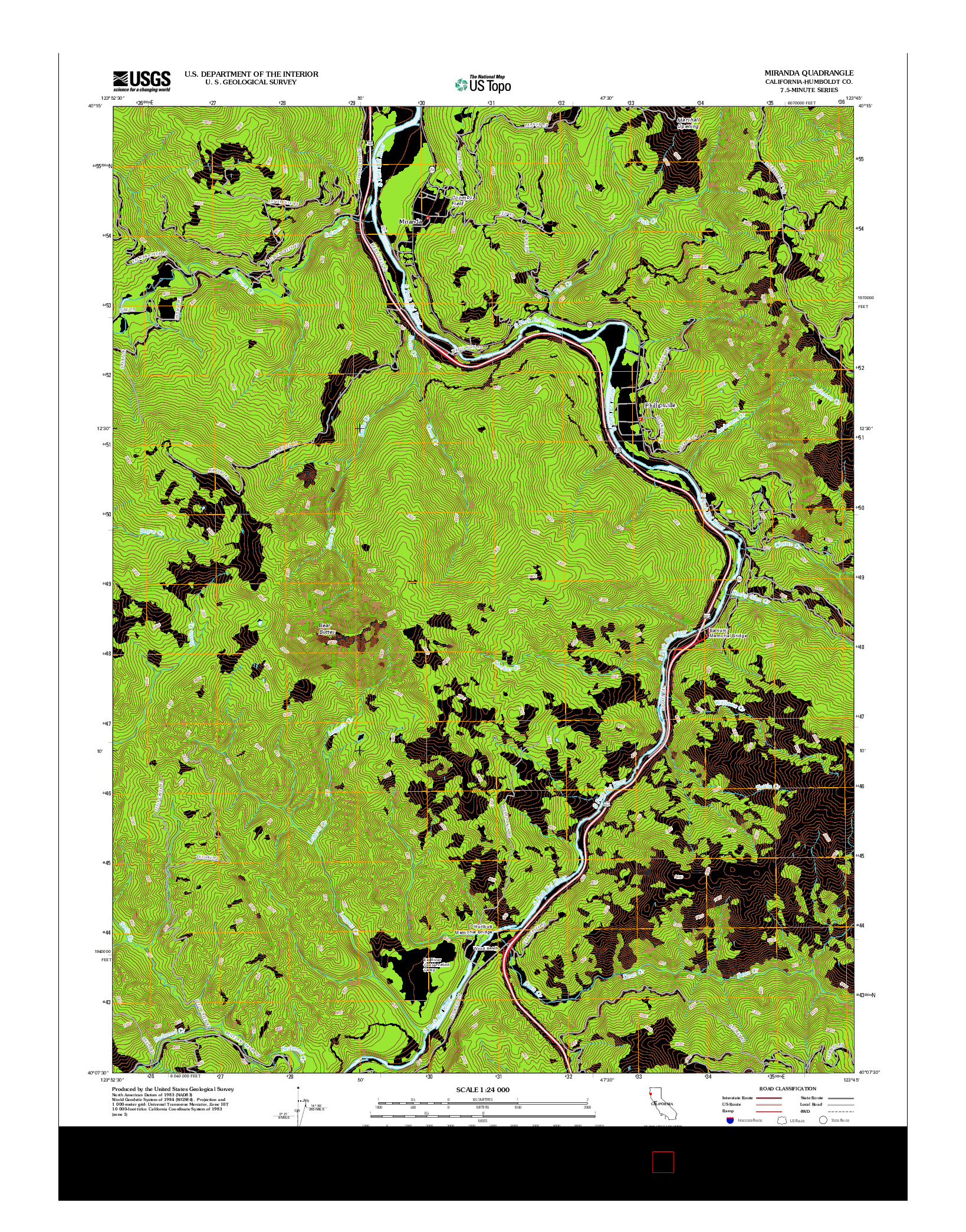 USGS US TOPO 7.5-MINUTE MAP FOR MIRANDA, CA 2012