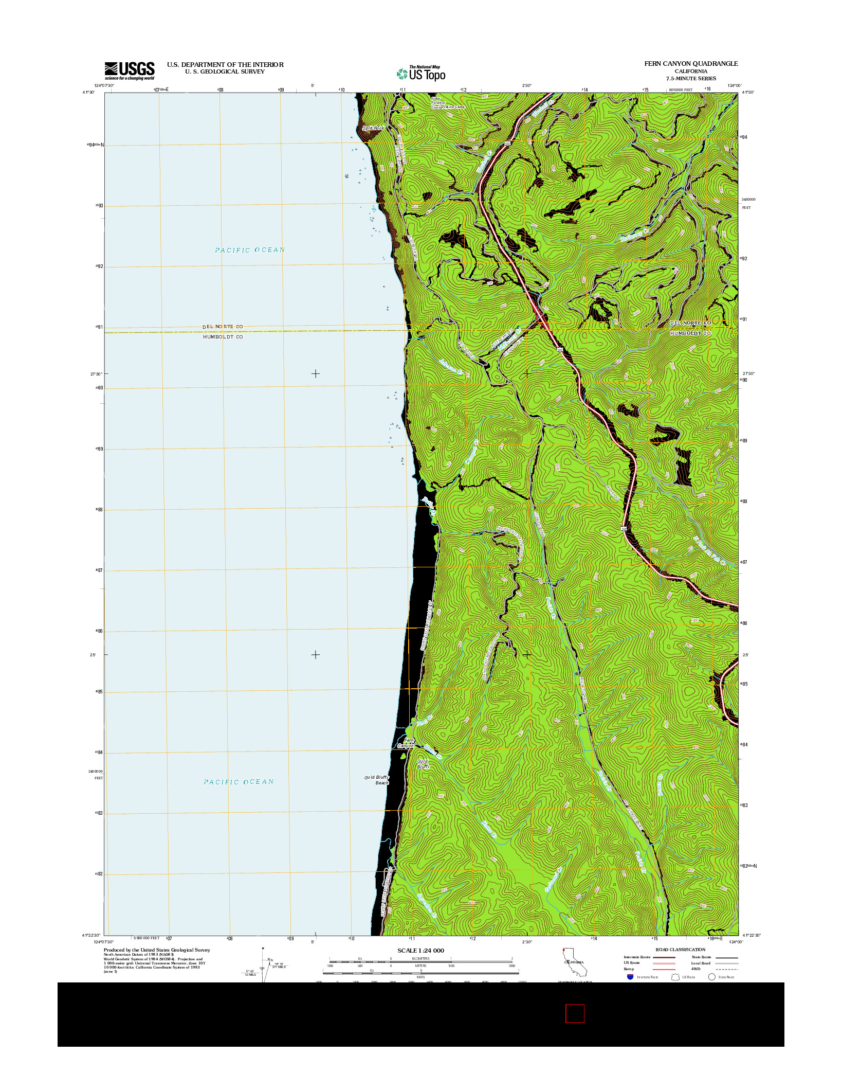 USGS US TOPO 7.5-MINUTE MAP FOR FERN CANYON, CA 2012