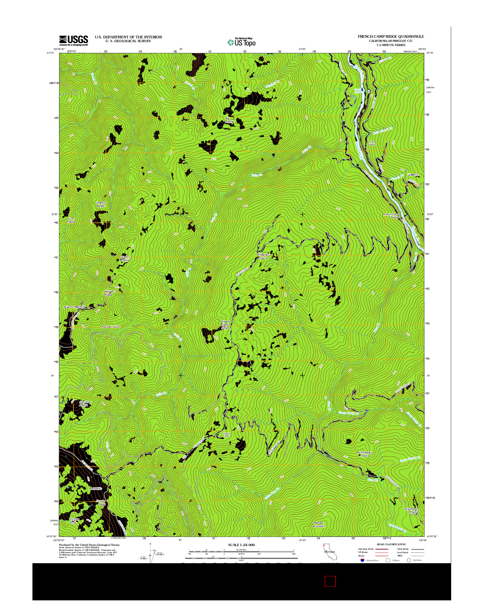 USGS US TOPO 7.5-MINUTE MAP FOR FRENCH CAMP RIDGE, CA 2012