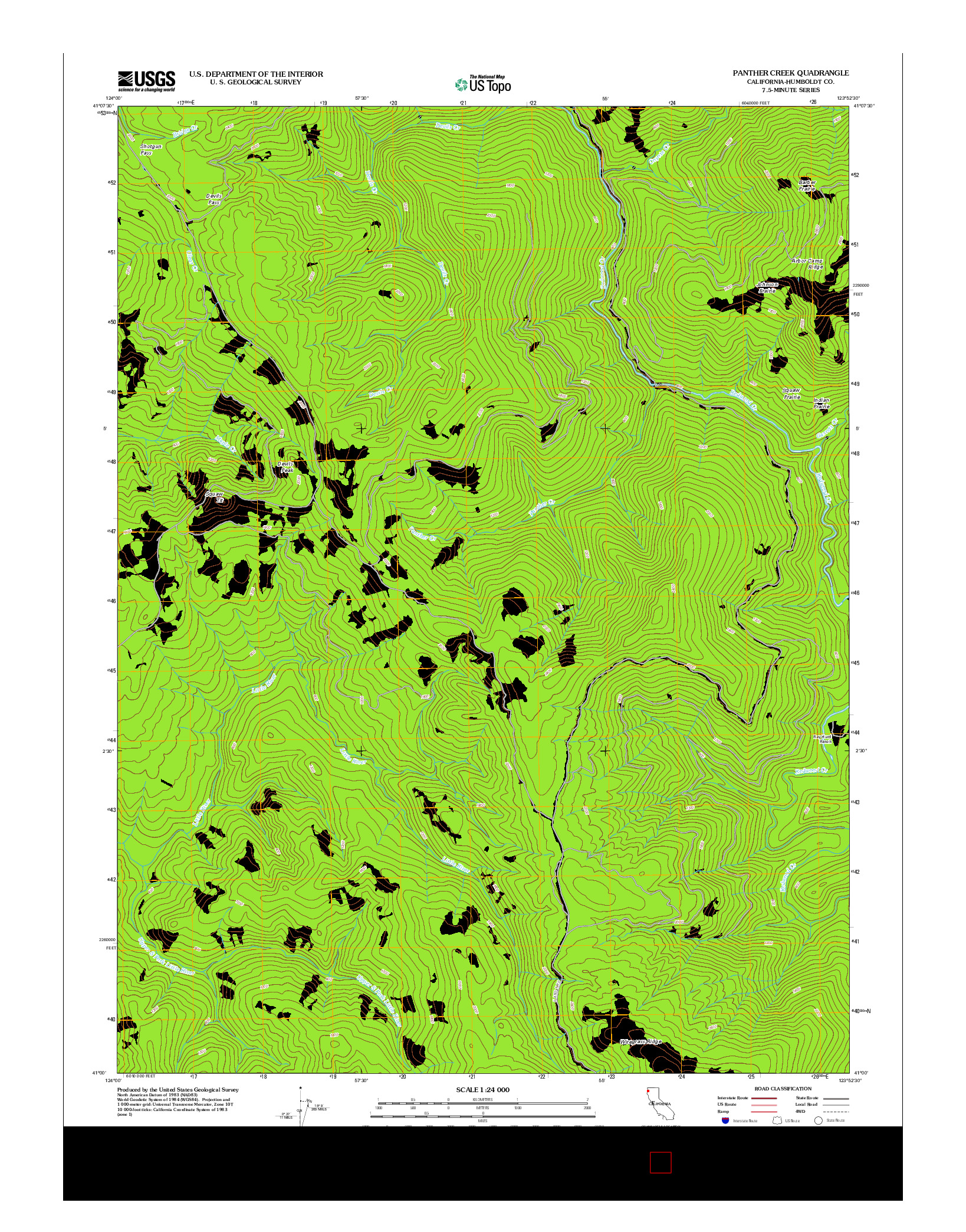 USGS US TOPO 7.5-MINUTE MAP FOR PANTHER CREEK, CA 2012