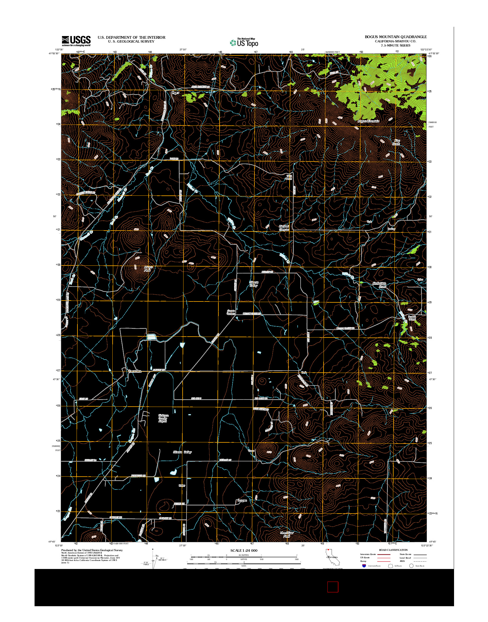 USGS US TOPO 7.5-MINUTE MAP FOR BOGUS MOUNTAIN, CA 2012