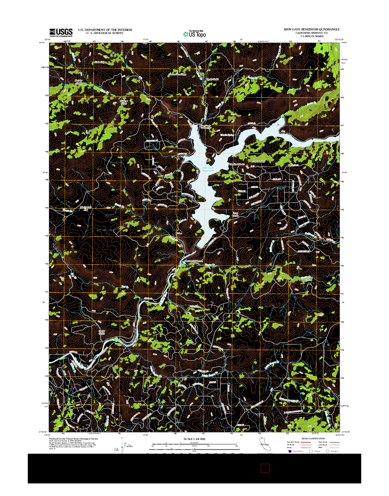 USGS US TOPO 7.5-MINUTE MAP FOR IRON GATE RESERVOIR, CA 2012