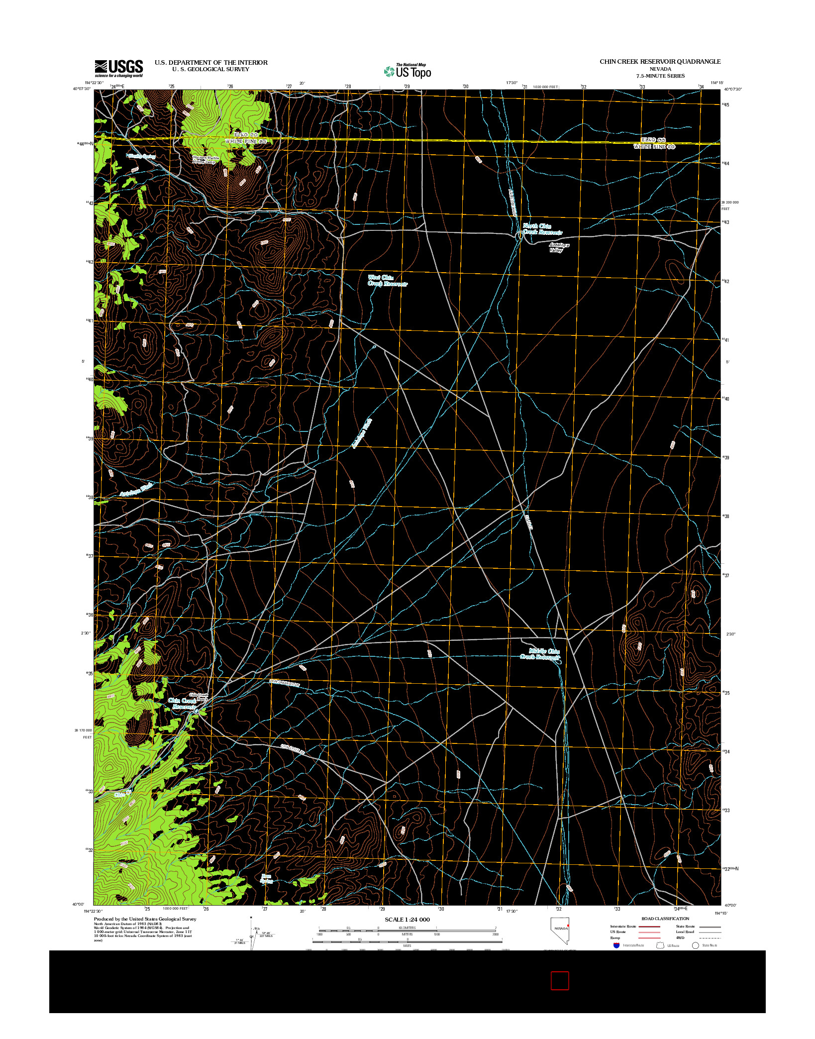 USGS US TOPO 7.5-MINUTE MAP FOR CHIN CREEK RESERVOIR, NV 2012