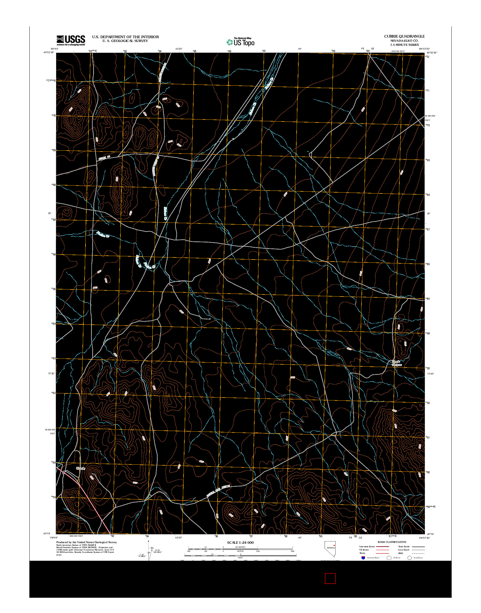 USGS US TOPO 7.5-MINUTE MAP FOR CURRIE, NV 2012